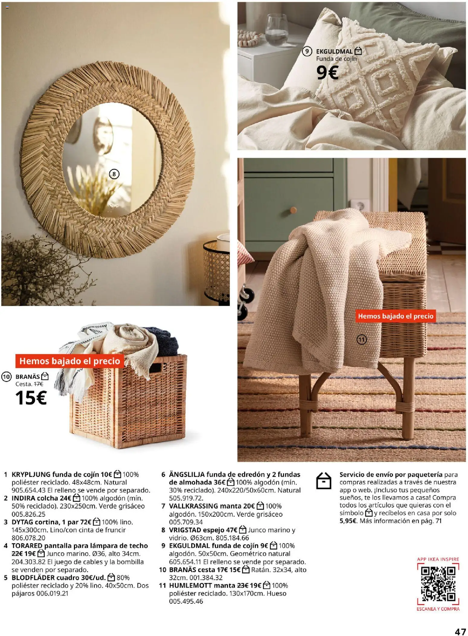 Catálogo IKEA Accesorios y decoración │ válido desde el 01/02/2026 | Página: 47 | Productos: Edredón, Manta, Almohada, Lámpara