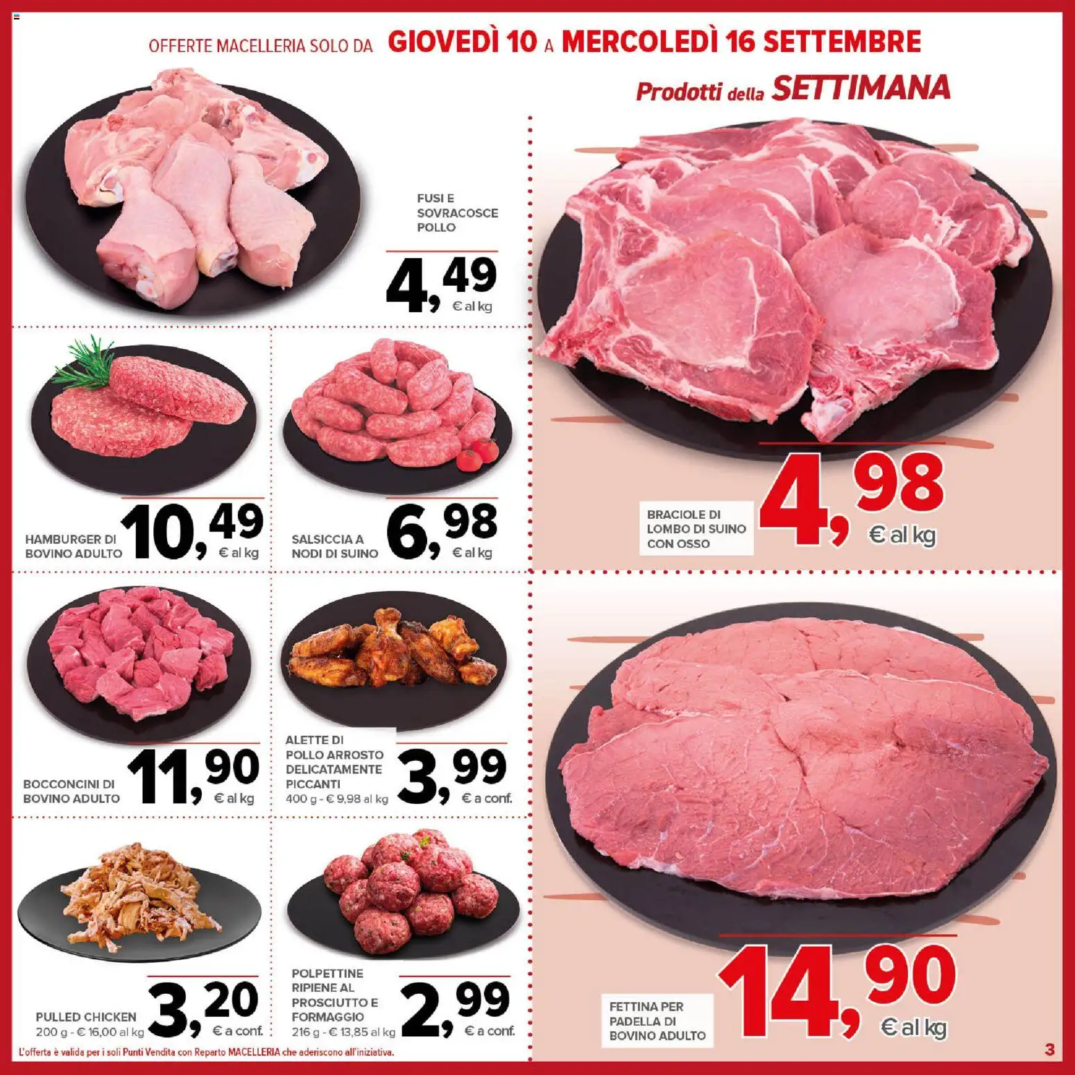 Volantino Todis del 03/09/2026 | Pagina: 3 | Prodotti: Bovino, Formaggio, Prosciutto, Salsiccia