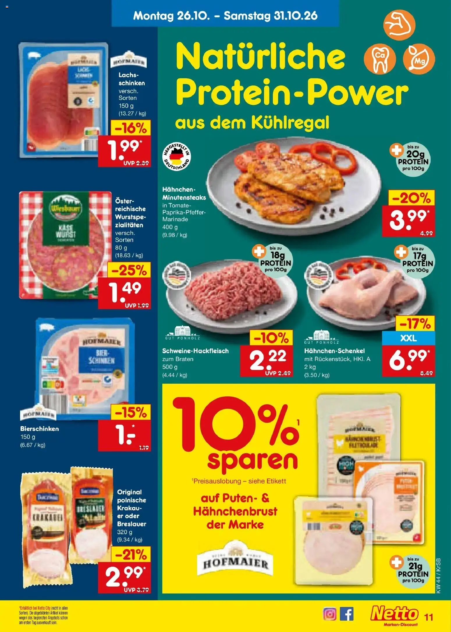 Netto Marken-Discount Prospekt Baesweiler – gültig ab 26.10.2026 | Seite: 15 | Produkte: Hahnchen, Käse, Lachs, Hahnchenbrust