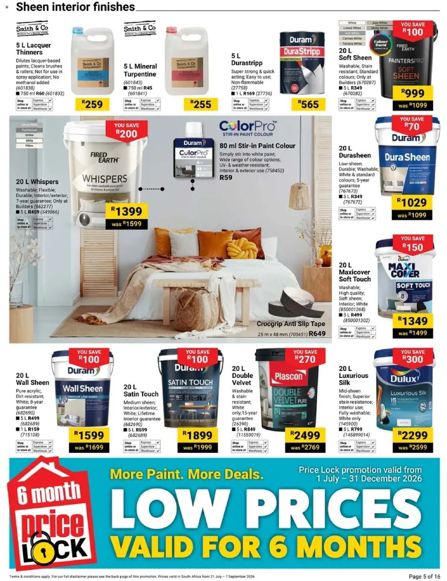 New Builders catalogue – valid from 21/07/2026 | Page: 5 | Products: Paint, Bath, Tape, Canvas