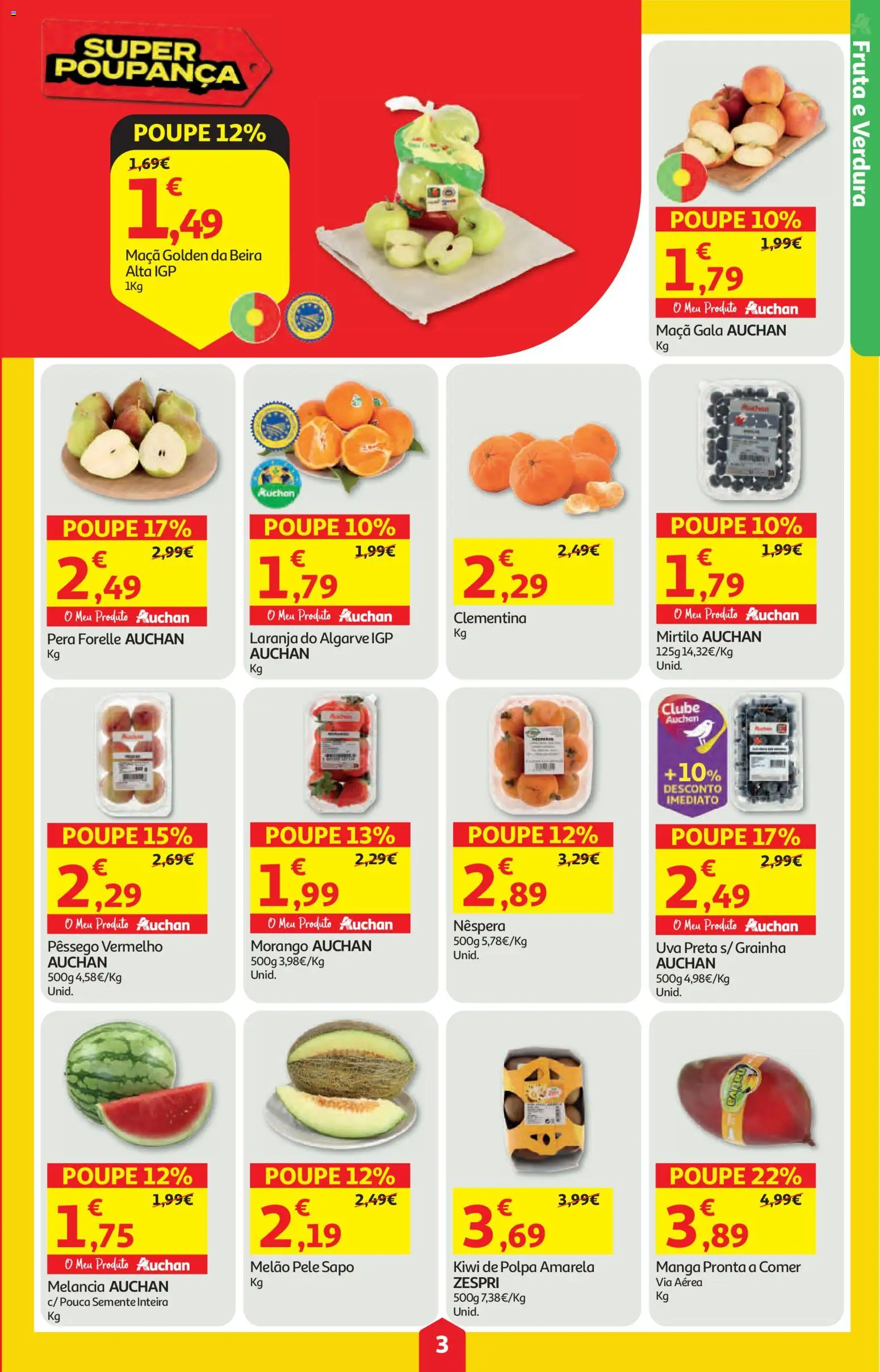 Auchan folheto │ válido de 21.05.2026 | Página: 3 | Produtos: Maça, Melancia, Melão, Kiwi