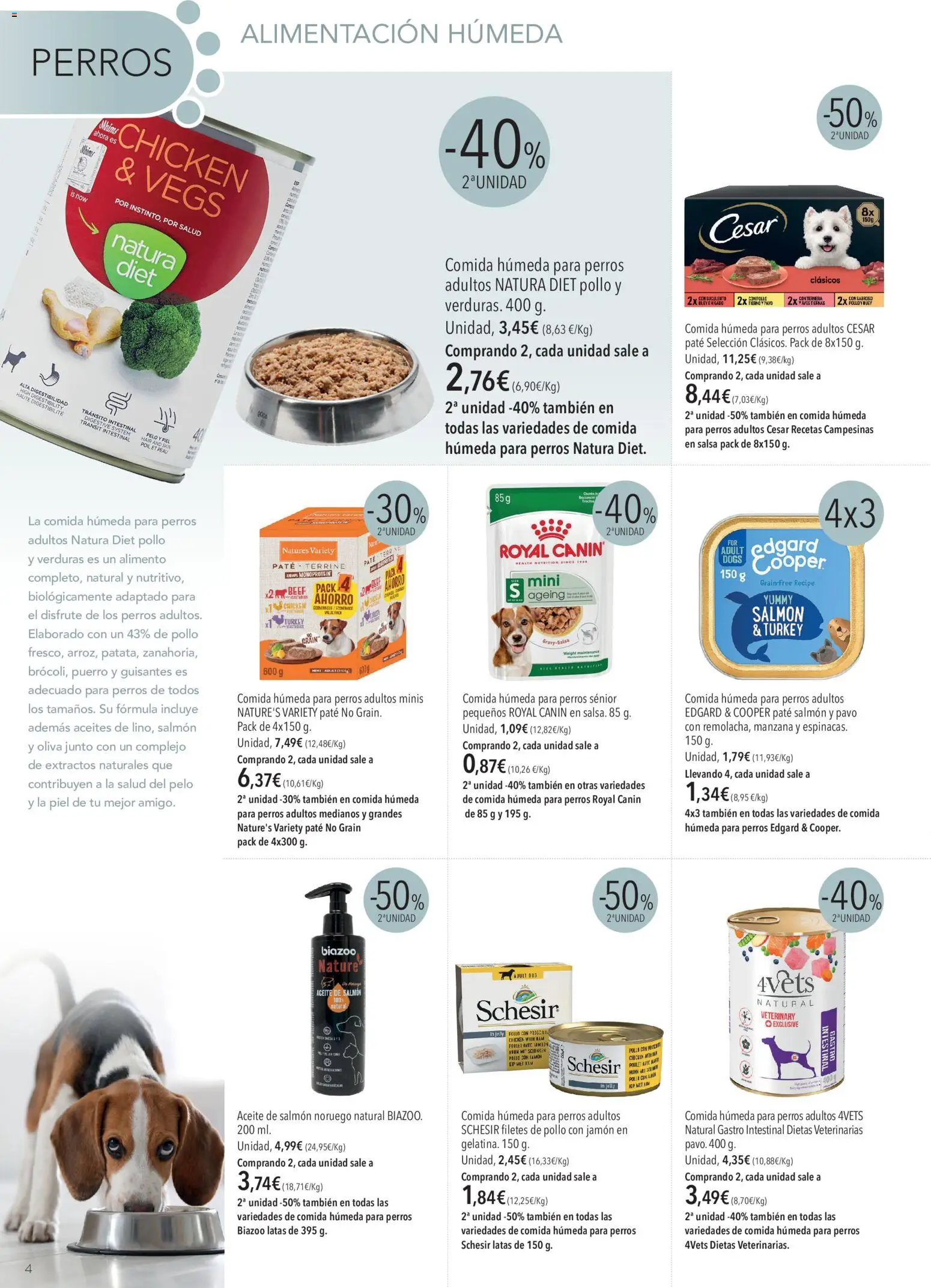 El Corte Inglés Mascota │ válido desde el 01/09/2026 | Página: 4 | Productos: Aceite, Paté, Salmón, Pollo