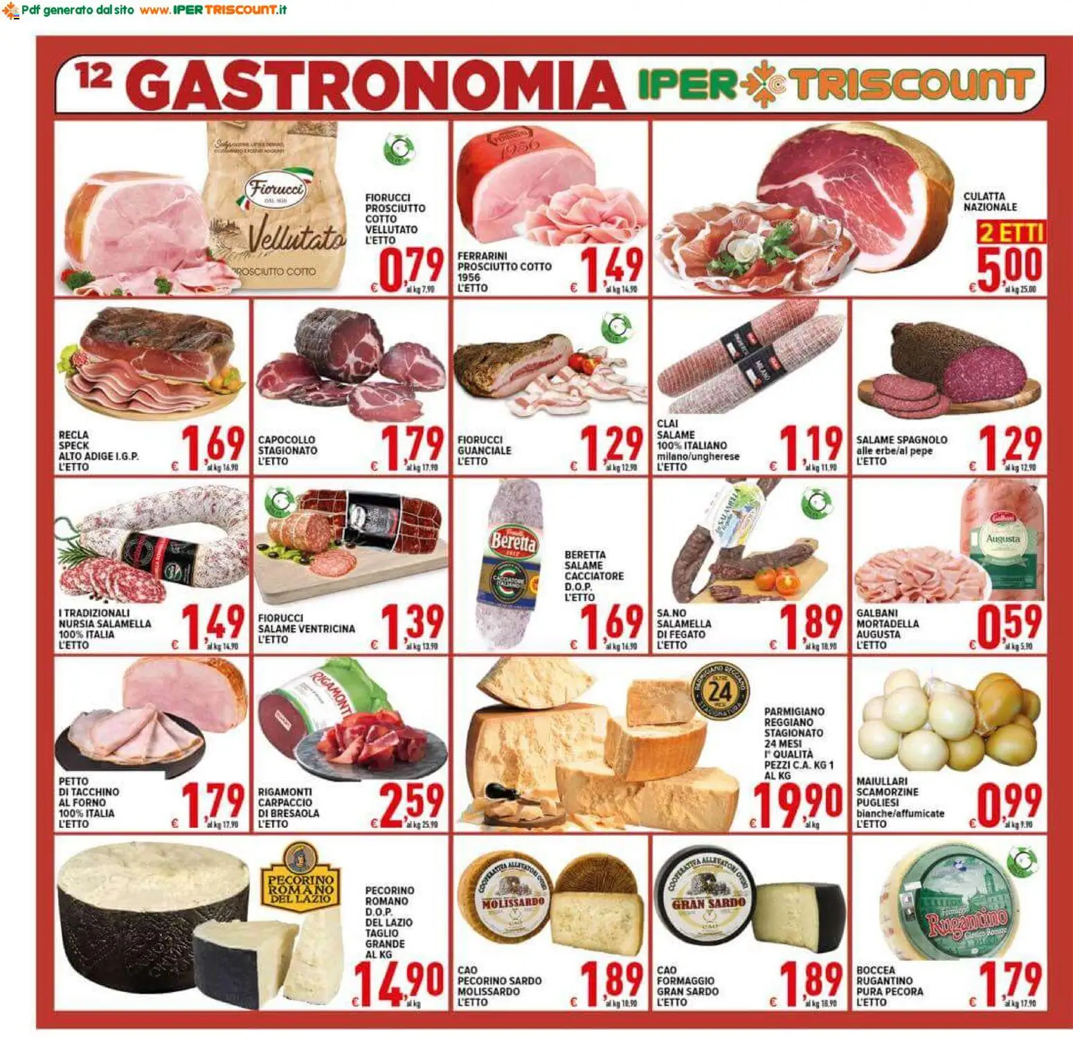 Volantino Ipertriscount del 23/09/2026 | Pagina: 12 | Prodotti: Carpaccio, Bresaola, Fegato, Pecorino Romano