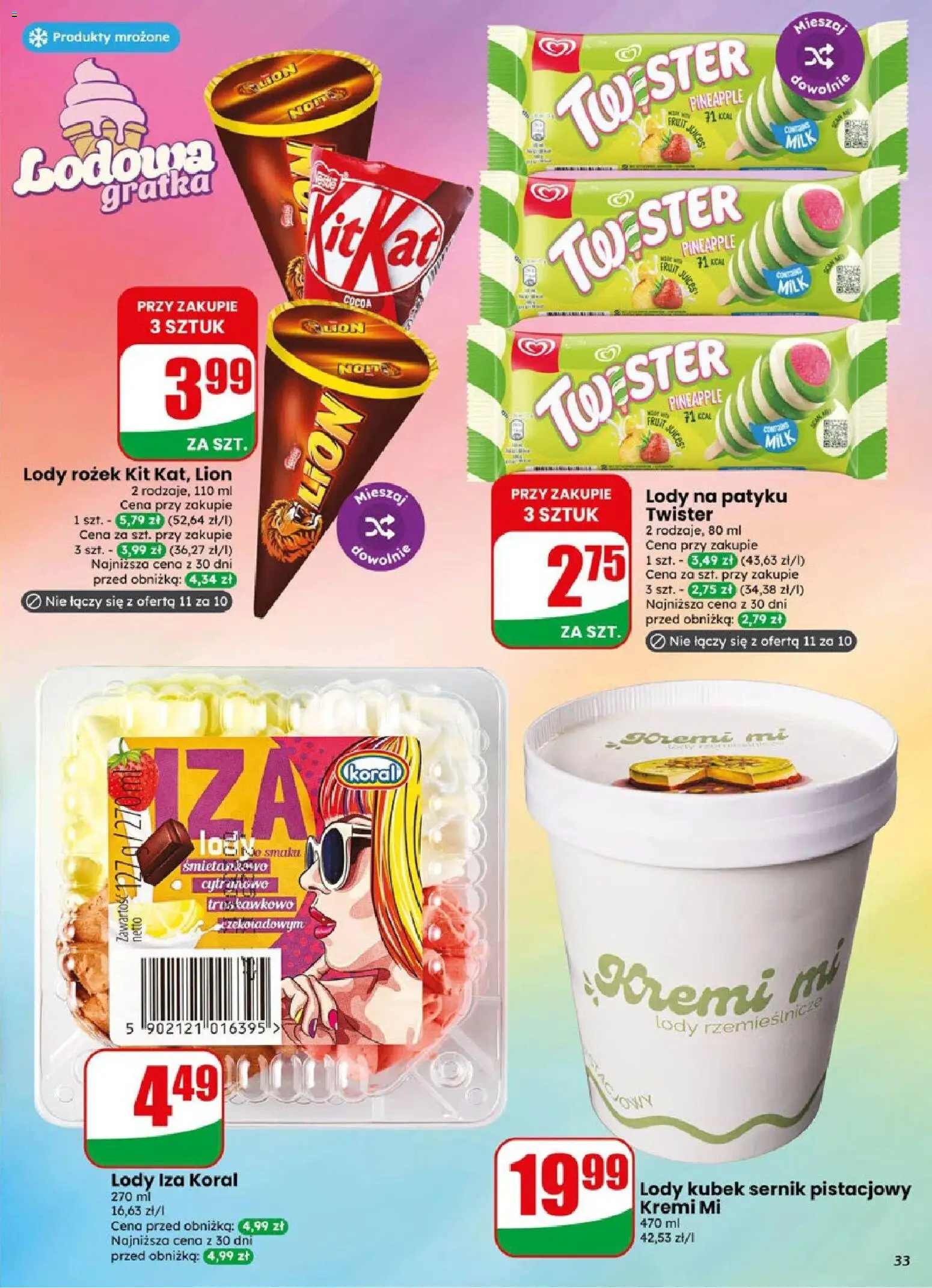 Dino gazetka od 19.08.2026 | Strona: 33 | Produkty: Toster, Lody na patyku, Lody