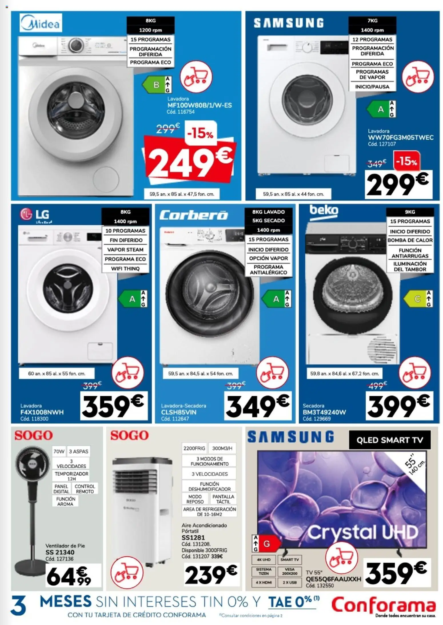 Conforama folleto │ válido desde el 30.04.2026 | Página: 15 | Productos: USB, Secadora, Aire acondicionado, Ventilador