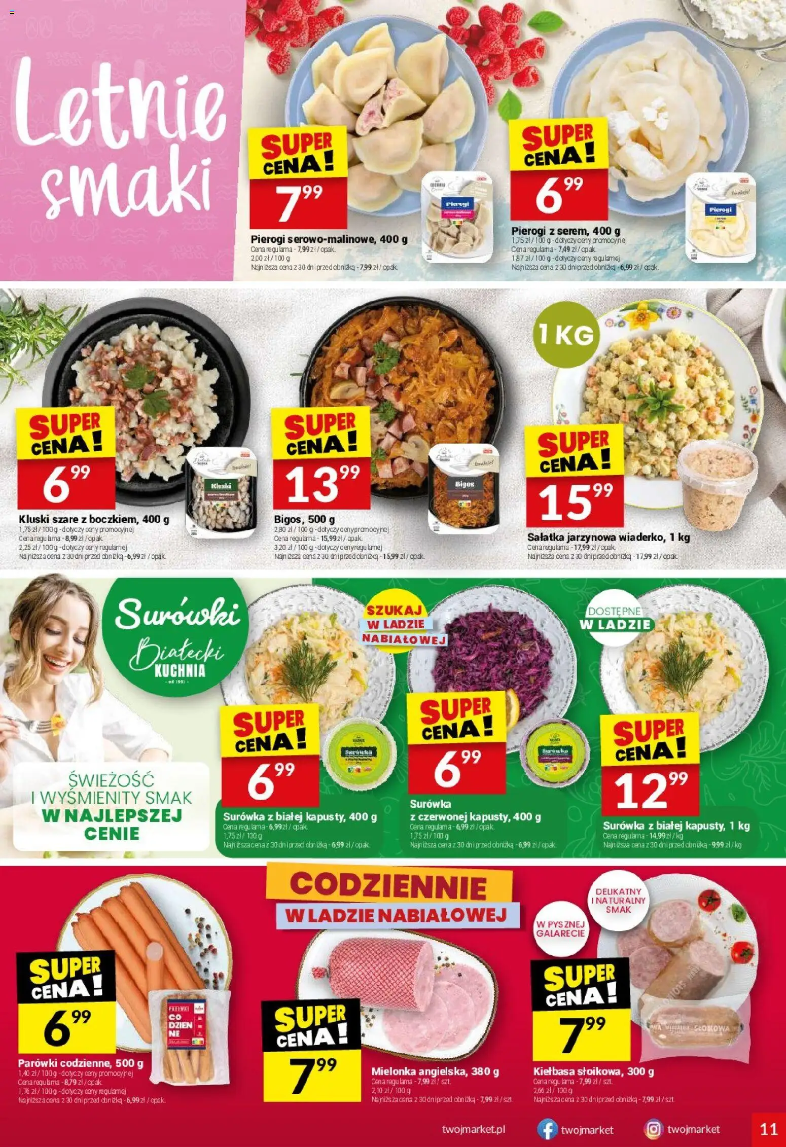 Twój Market gazetka od 10.06.2026 | Strona: 11 | Produkty: Kiełbasa, Pierogi, Parówki, Sałatka
