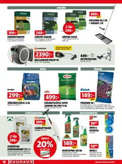 Bauhaus erbjudanden - Förhandsvisning av reklamblad från butik Bauhaus aktuell från 01.06.2026 | Sida: 16 | Produkter: Rollup, Pinjebark, Gräsmattegödsel, Frö