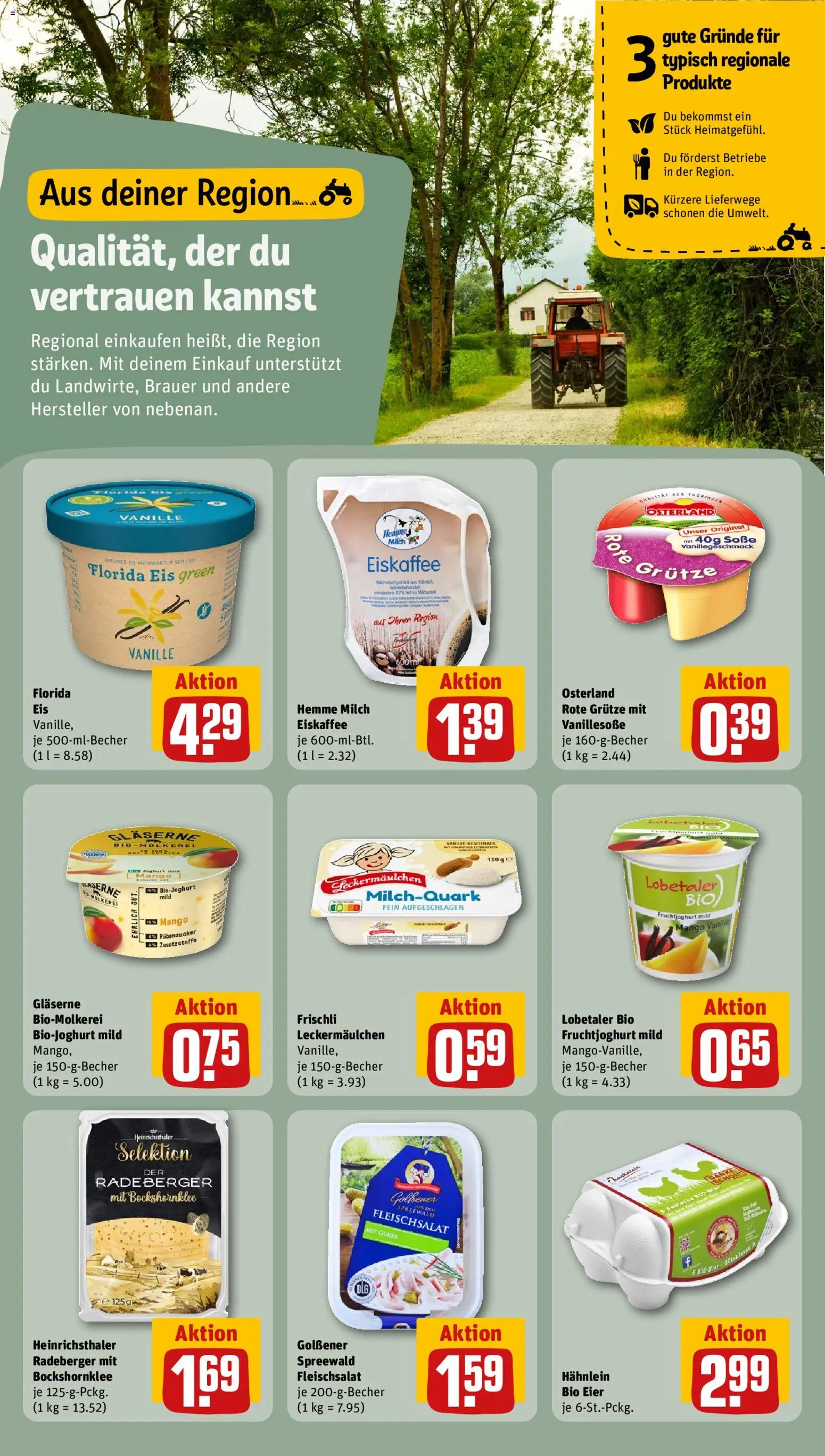 Rewe Prospekt – gültig ab 13.07.2026 | Seite: 12 | Produkte: Milch, Vanille, Mango, Eis