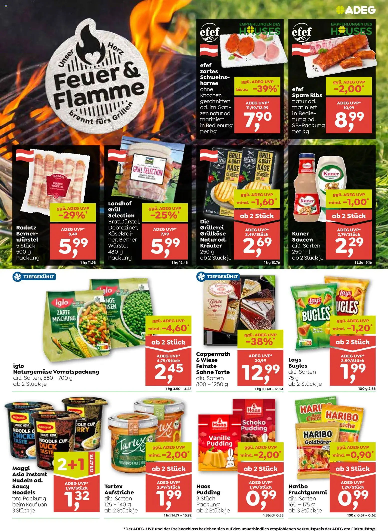 ADEG Flugblatt gültig ab 13.08.2026 | Seite: 5 | Produkte: Sahne, Grill, Käse, Nudeln