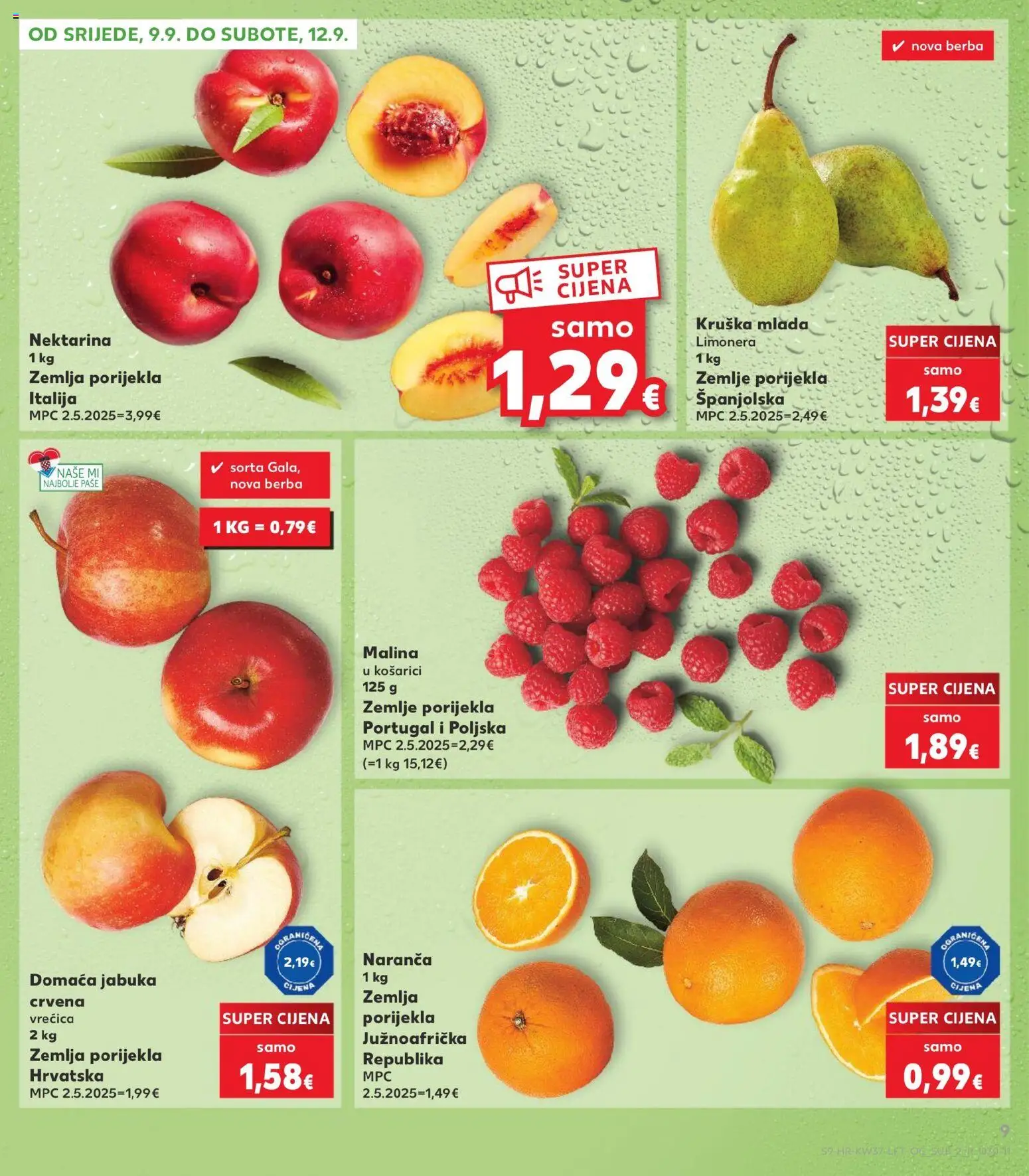 Kaufland katalog | vrijedi od 09.09.2026 | Stranica: 9 | Proizvodi: Zemlja, Nektarina, Kruška, Jabuka