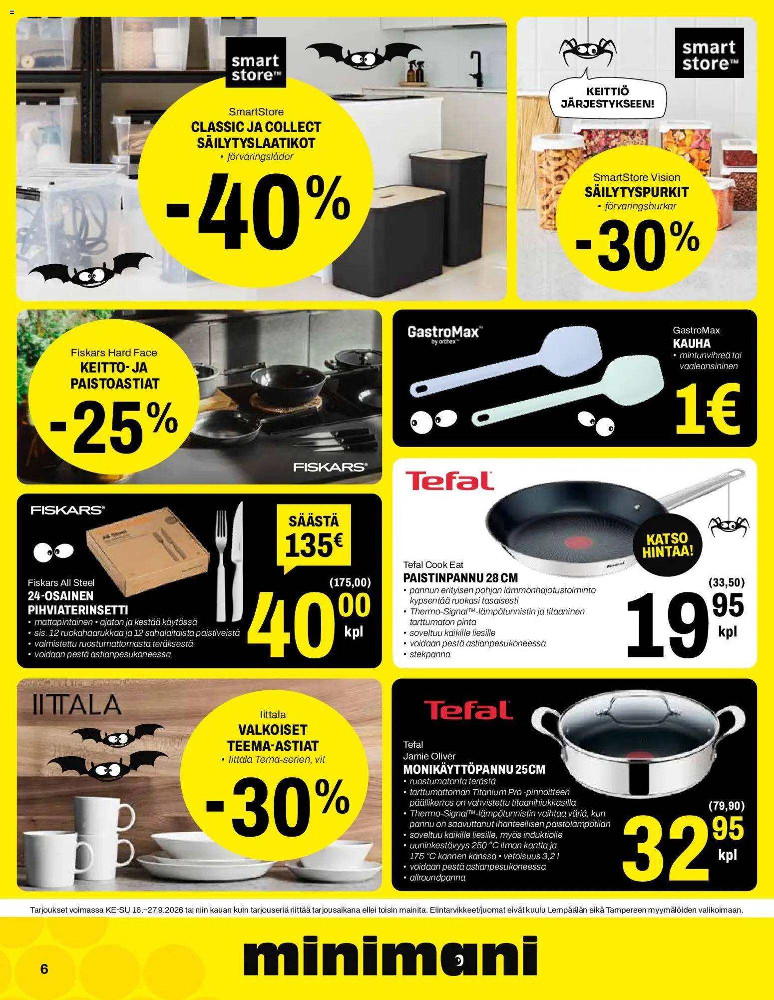 Minimani - lehti-ilmoitukset ja mainoslehti – voimassa 16/09/2026 alkaen | Sivu: 6 | Tuotteet: Säilytyslaatikot, Keitto, Paistinpannu, Keittiö