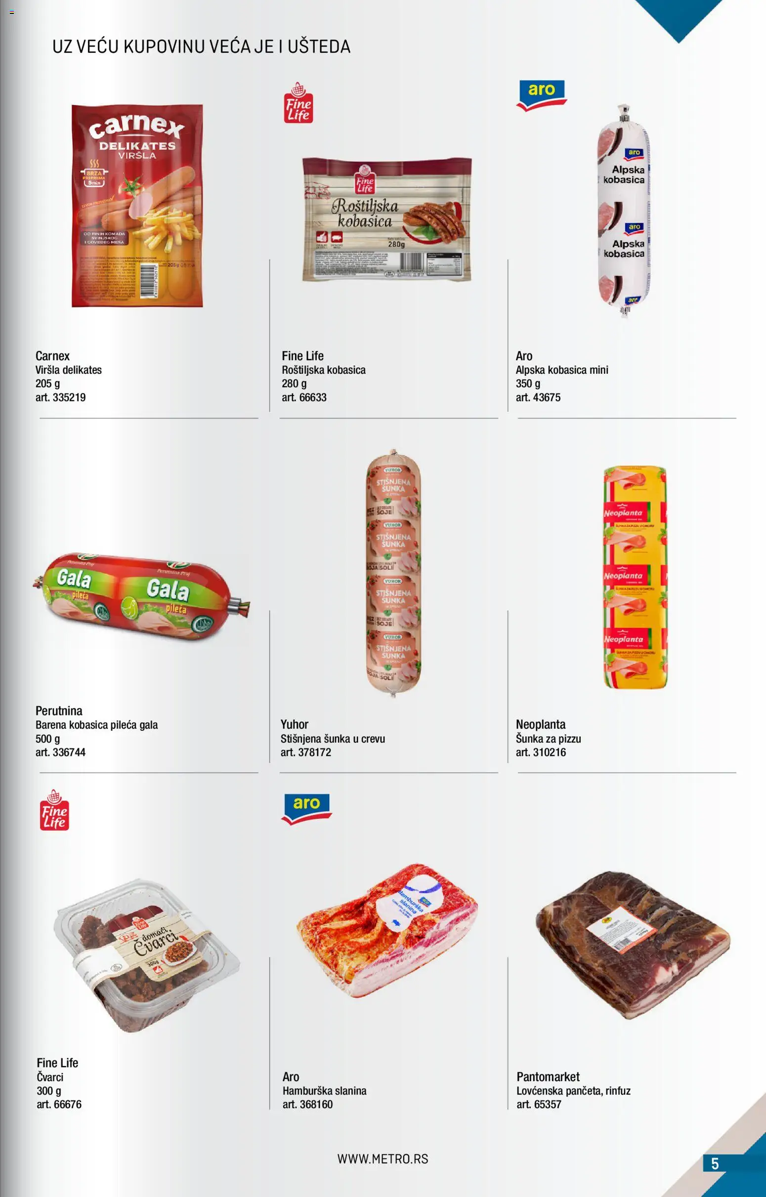 Metro katalog - važi od 01.07.2026 | Strana: 5 | Proizvode: Čvarci, Šunka, Hamburska slanina, Kobasica