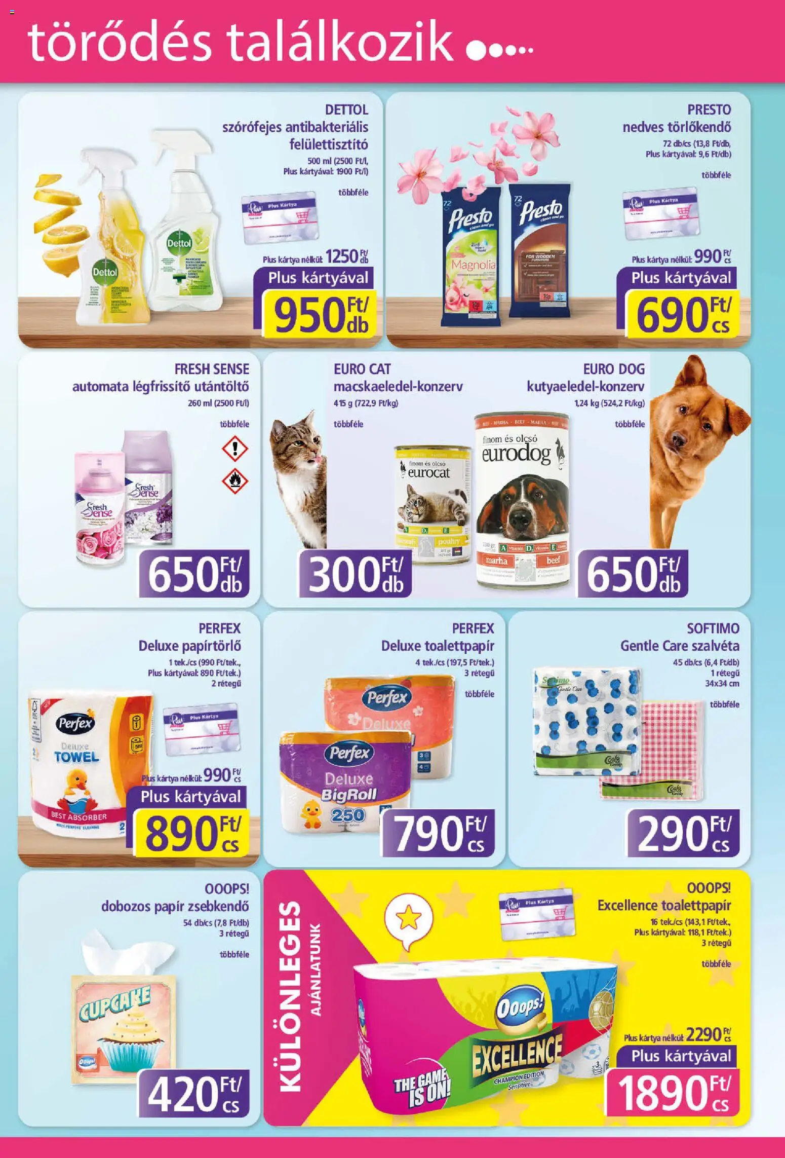 Plus Market akciós ujság - amely érvényes a következő dátumtól: 04.06.2026 | Oldal: 3 | Termékek: Papírtörlő, Törlőkendő, Légfrissítő, Nedves törlőkendő