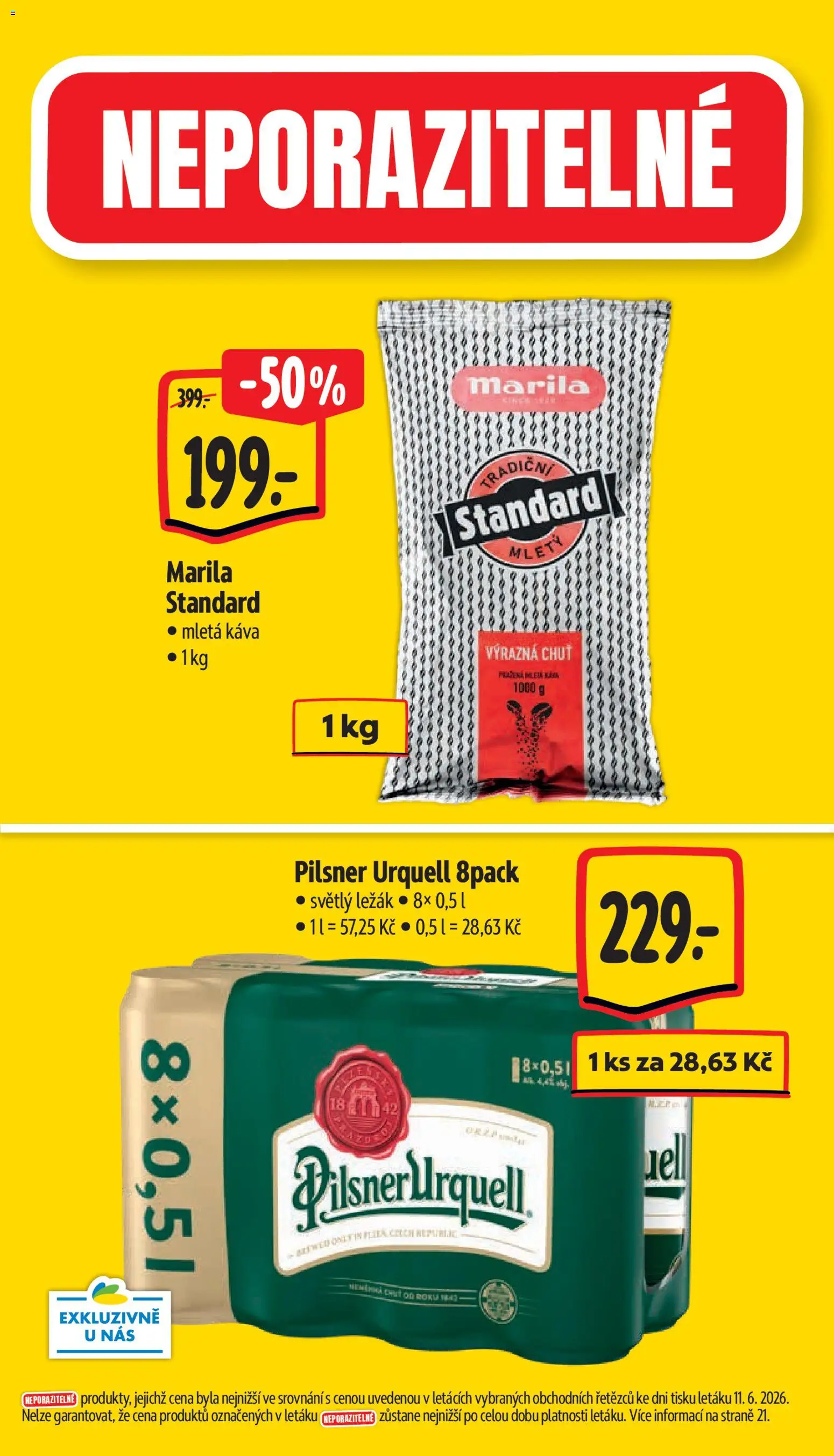 Albert leták - Supermarket od 17.06.2026 | Strana: 4 | Produkty: Káva, Pilsner, Pilsner Urquell, Mletá káva