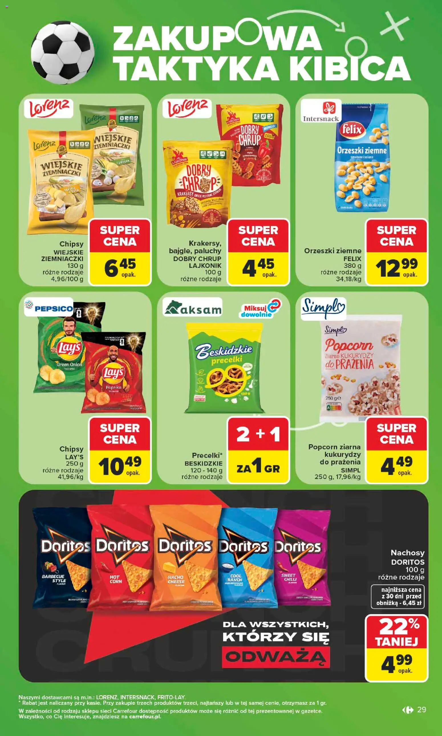Carrefour gazetka od 06.07.2026 | Strona: 29 | Produkty: Doritos, Ziemniaczki, Orzeszki ziemne, Popcorn