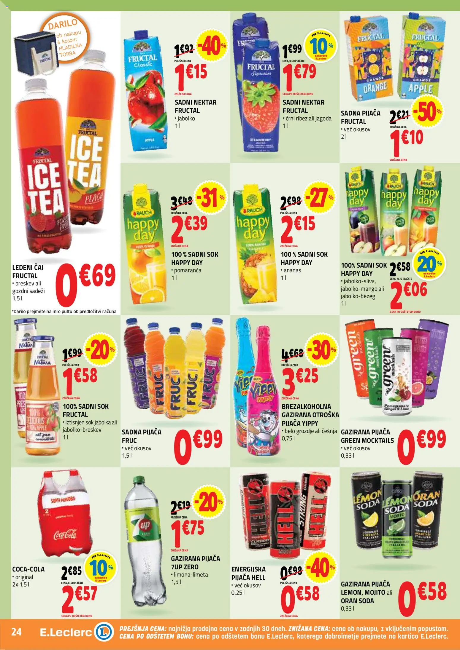 Novi E.leclerc katalog ponudbe – veljaven od 30.09.2026 | Stran: 24 | Izdelki: Ledeni čaj, Caj, Ananas, Breskev