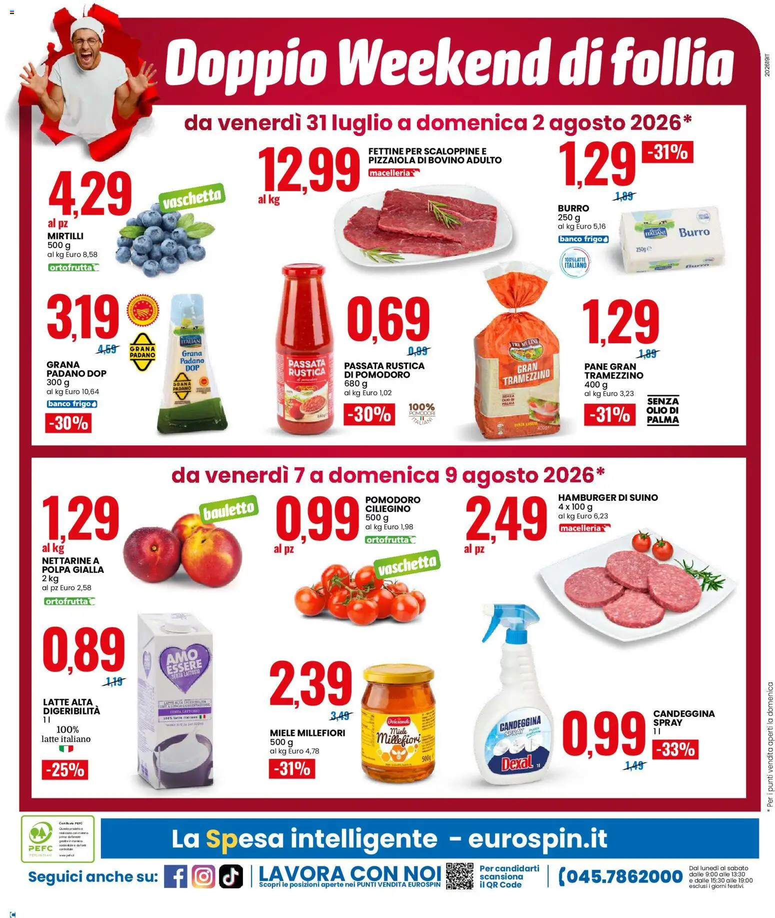 Volantino Eurospin del 27/07/2026 | Pagina: 18 | Prodotti: Suino, Latte, Pomodori, Nettarine