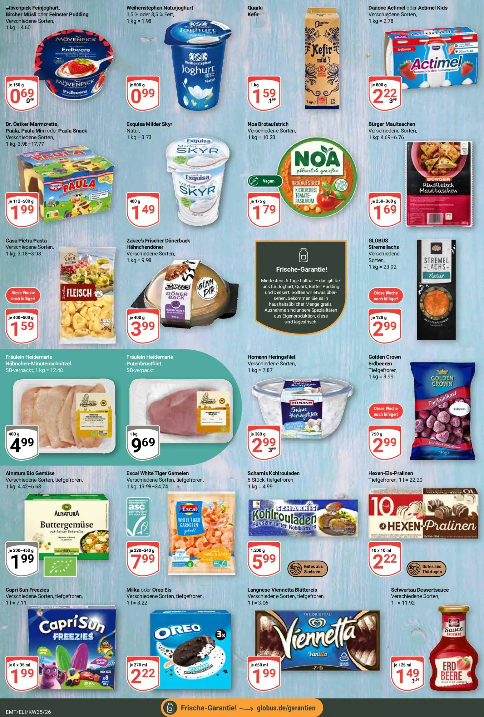 Globus Prospekt Erfurt – gültig ab 24.08.2026 | Seite: 14 | Produkte: Actimel, Kefir, Spezialitäten, Maultaschen
