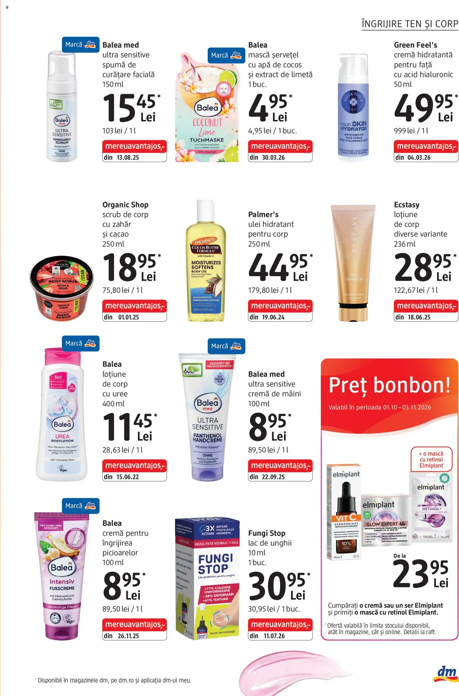 Noul catalog DM drogeriemarkt – valabil de la 01.10.2026 | Pagină: 7 | Produse: Body, Cremă, Cremă de mâini, Apă