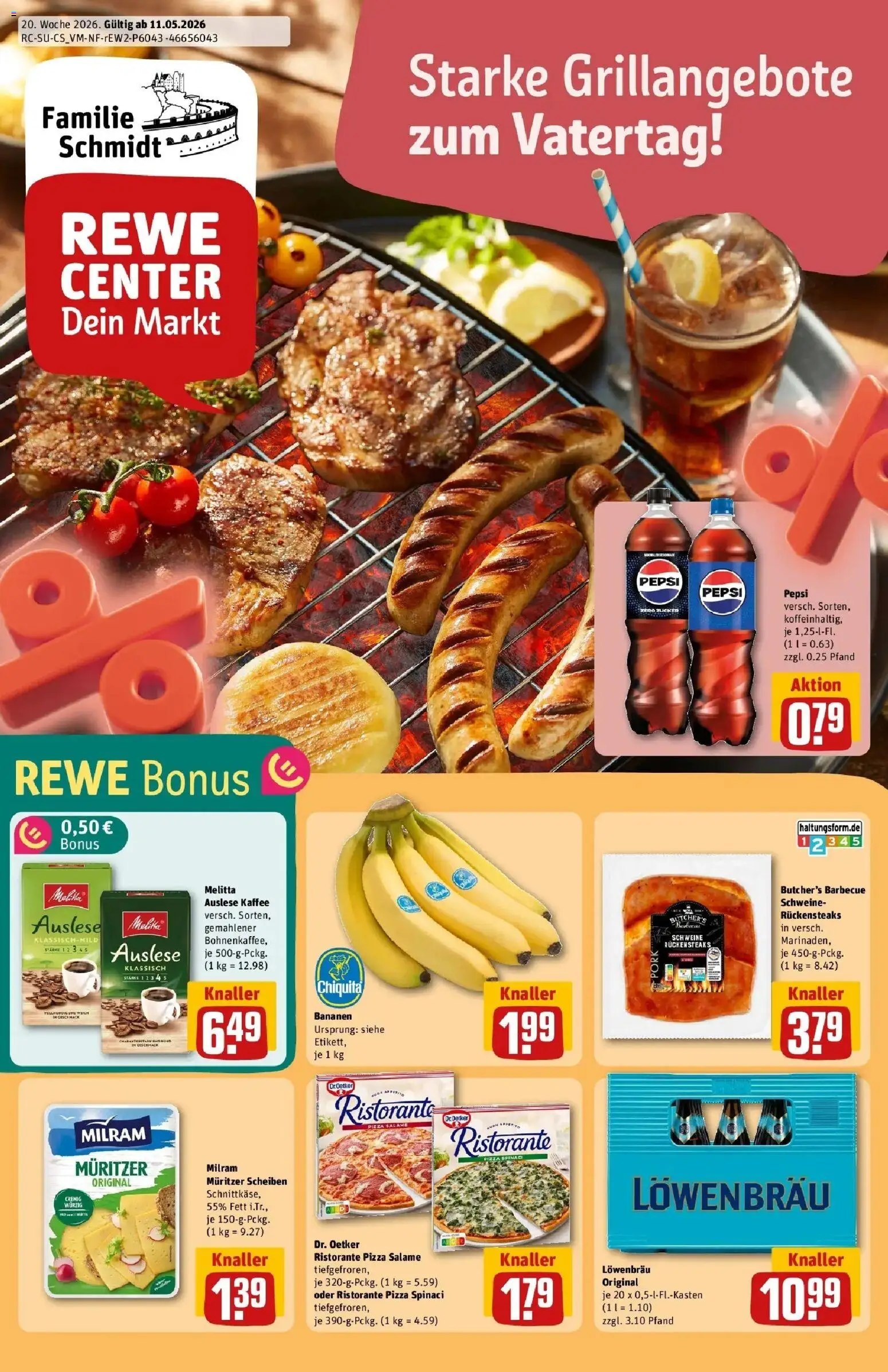 Rewe Prospekt Ingolstadt	 – gültig ab 10.05.2026 | Seite: 1 | Produkte: Bananen, Milram, Pepsi, Pizza
