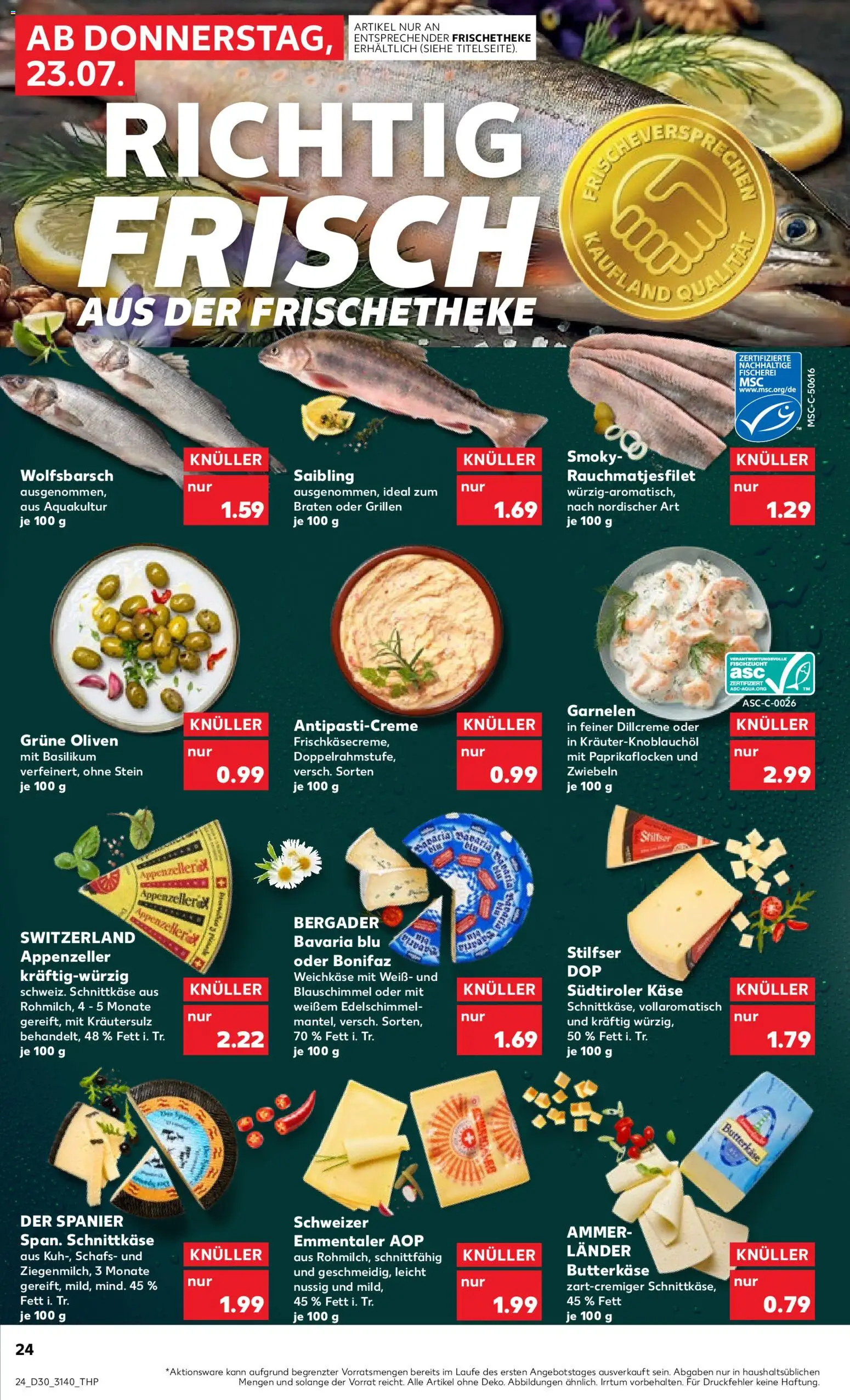 Kaufland Prospekt Leipzig – gültig ab 23.07.2026 | Seite: 24 | Produkte: Käse, Garnelen, Zwiebeln