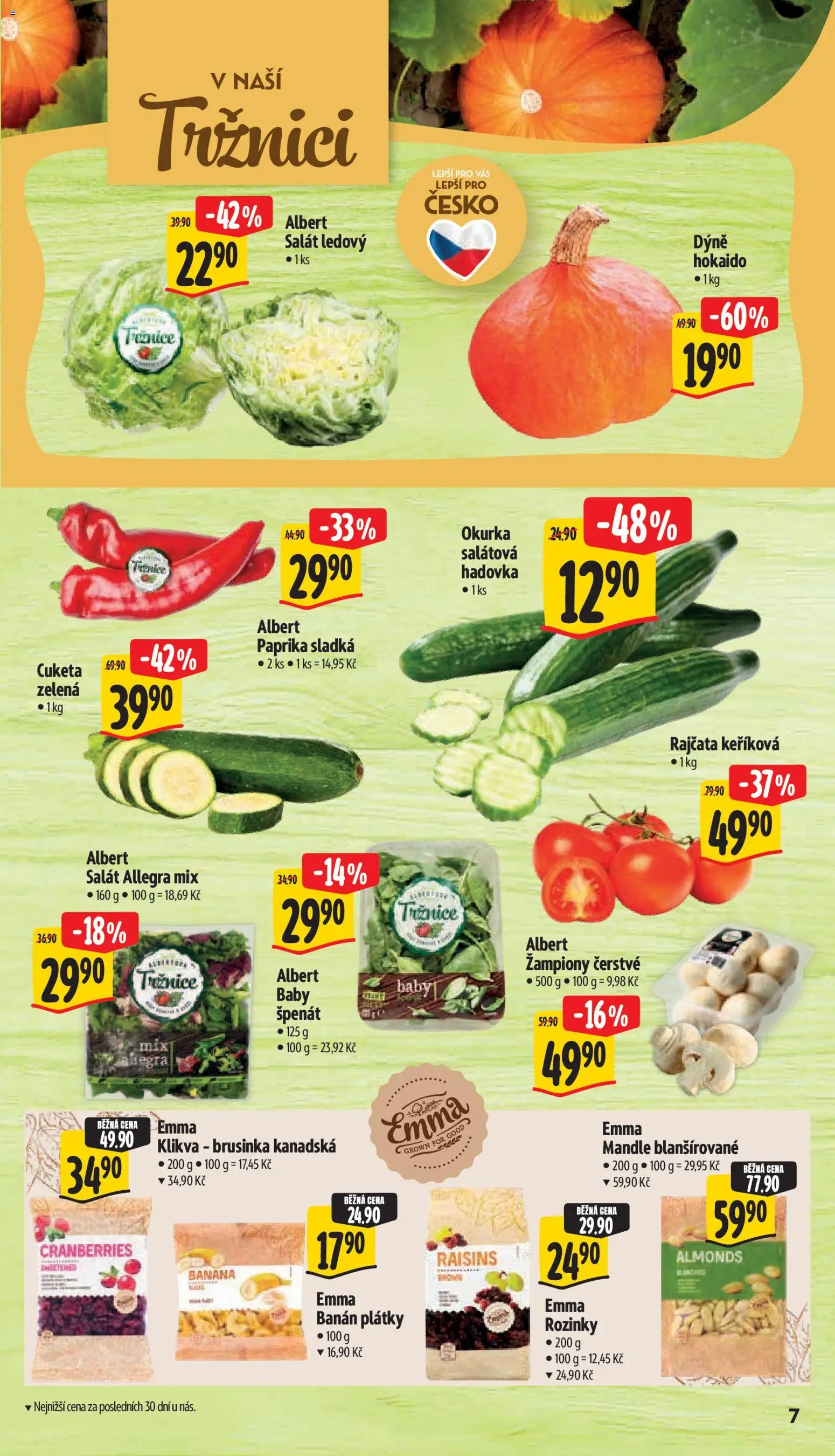 Albert leták - Supermarket Frenštát pod Radhoštěm od 07.10.2026 | Strana: 17 | Produkty: Salát, Hadovka, Mandle, Okurka
