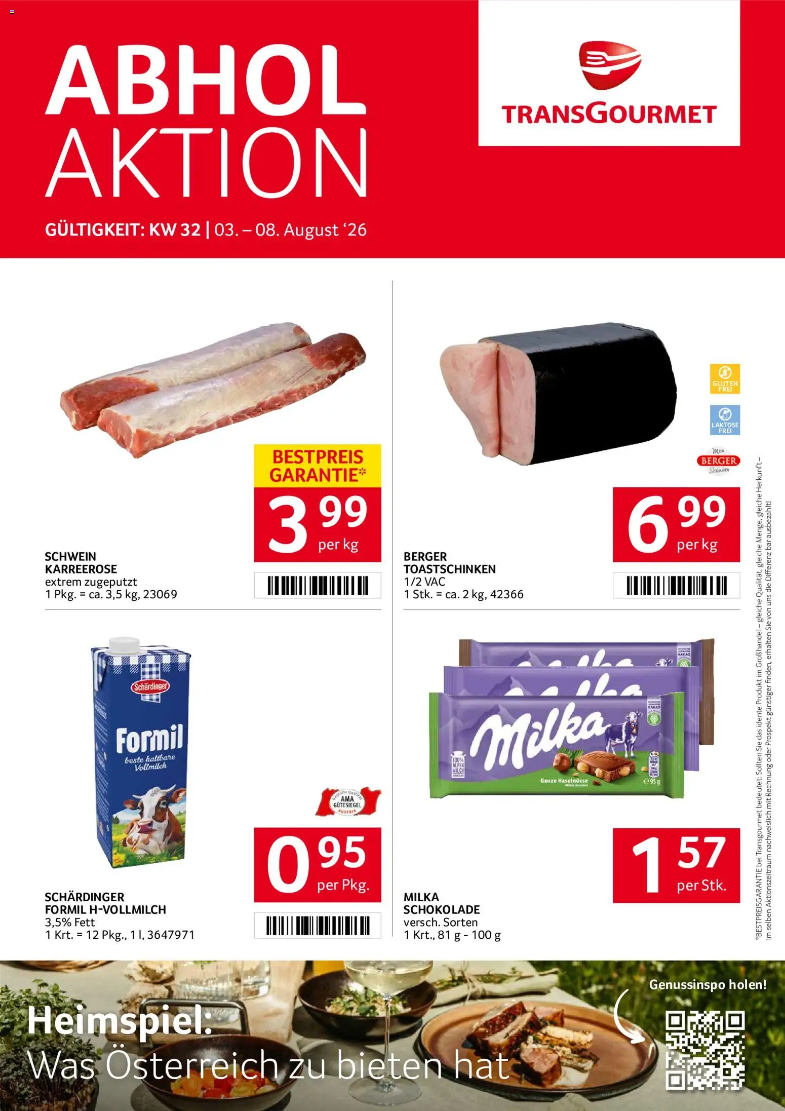 Transgourmet Flugblatt gültig ab 03.08.2026 | Seite: 1 | Produkte: Vollmilch, Haselnüsse, Schokolade
