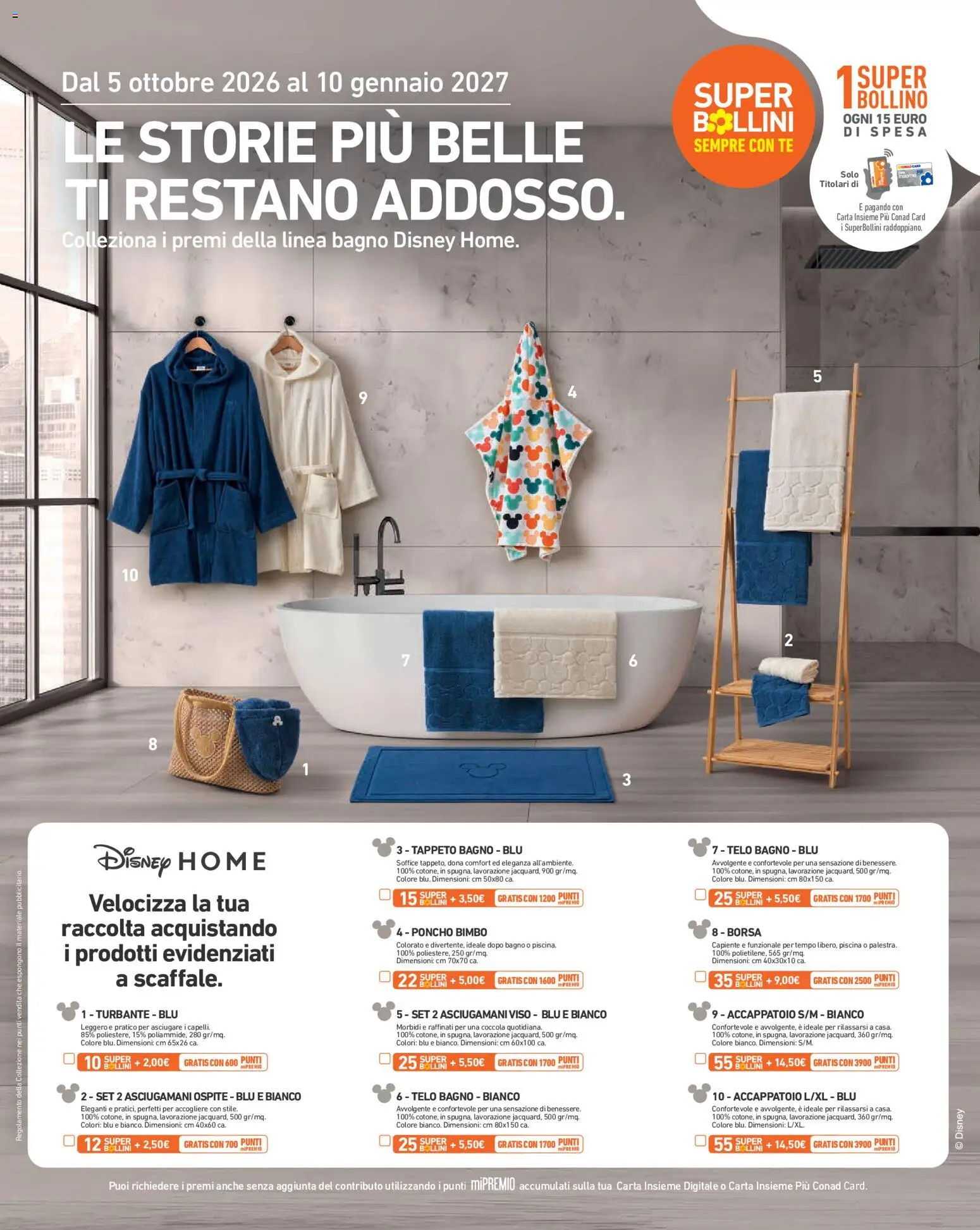 Volantino Conad del 09/10/2026 | Pagina: 11 | Prodotti: Borsa, Poncho, Bagno, Tappeto