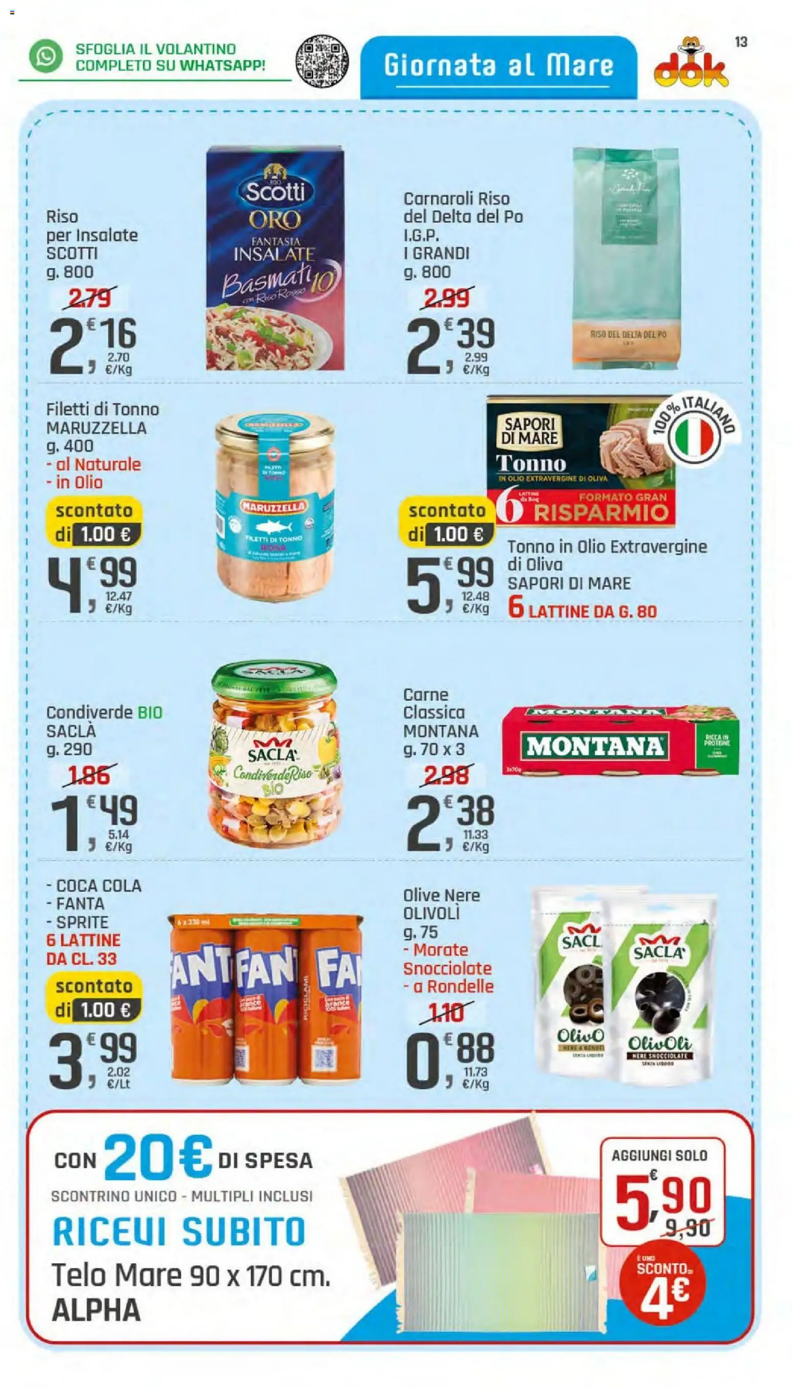 Volantino DOK del 25.06.2026 | Pagina: 13 | Prodotti: Riso, Olio, Tonno, Coca Cola