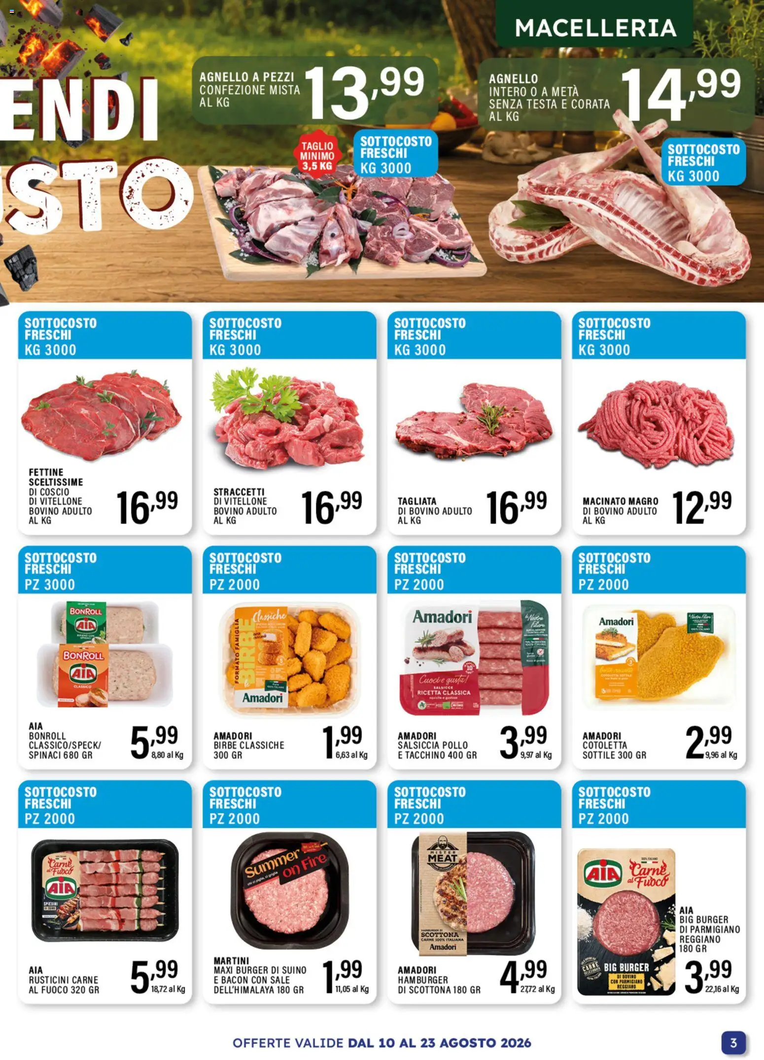 Volantino GECOP del 10/08/2026 | Pagina: 3 | Prodotti: Salsiccia, Martini, Carne, Salsicce