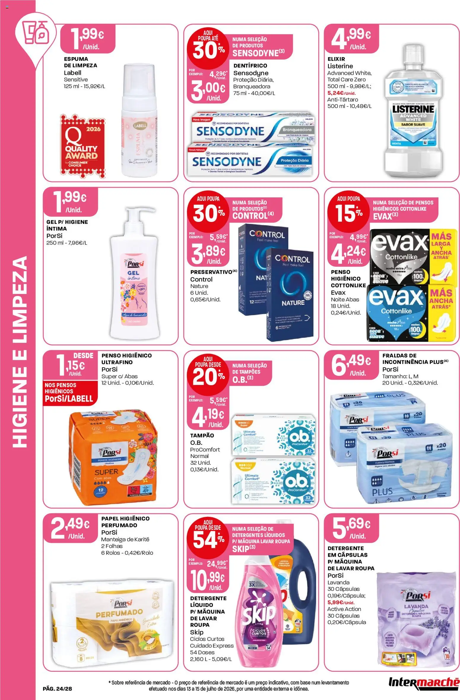 Intermarché Folheto Contact │ válido de 20/08/2026 | Página: 24 | Produtos: Listerine, Papel higiénico, Fraldas, Manteiga