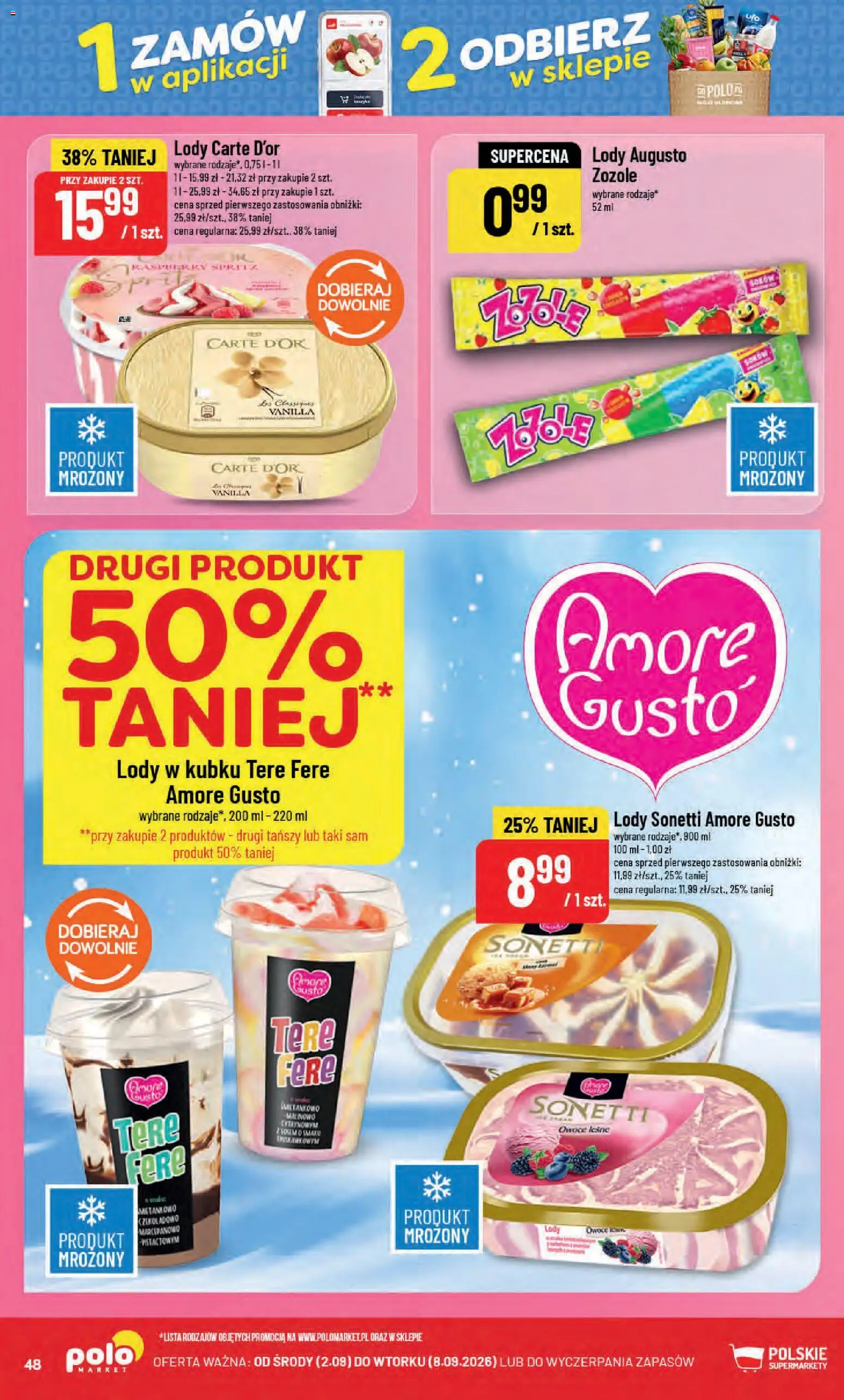 POLOmarket gazetka od 02.09.2026 | Strona: 48 | Produkty: Carte D'or, Lody, Owoce