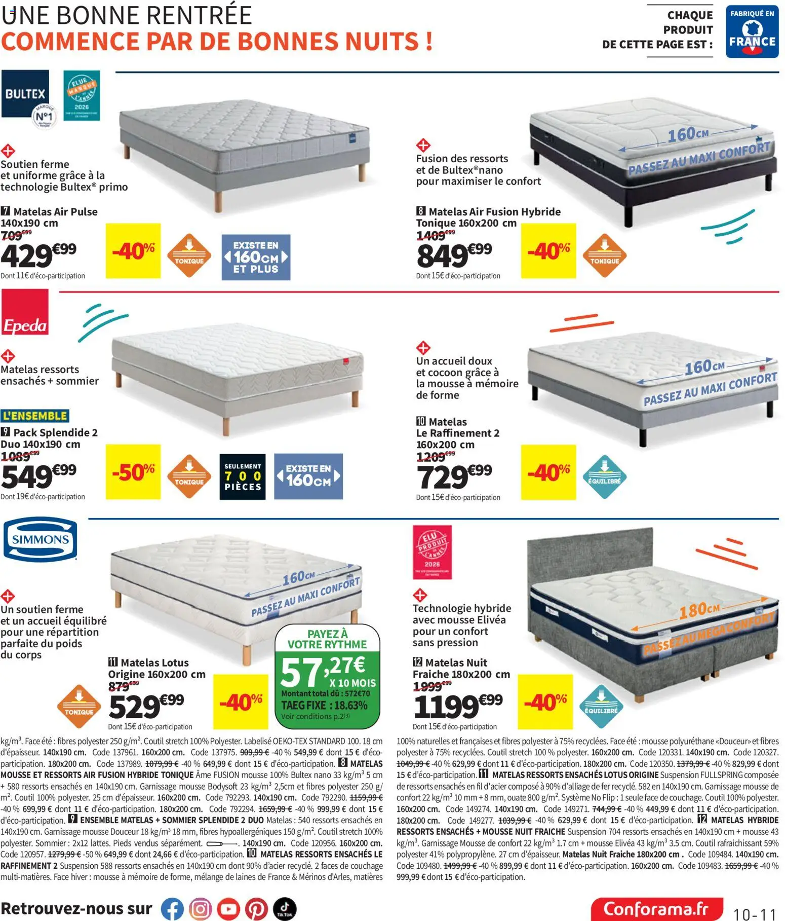 {H1} | Page: 11 | Produits: Mousse, Tonique, Suspension, Sommier