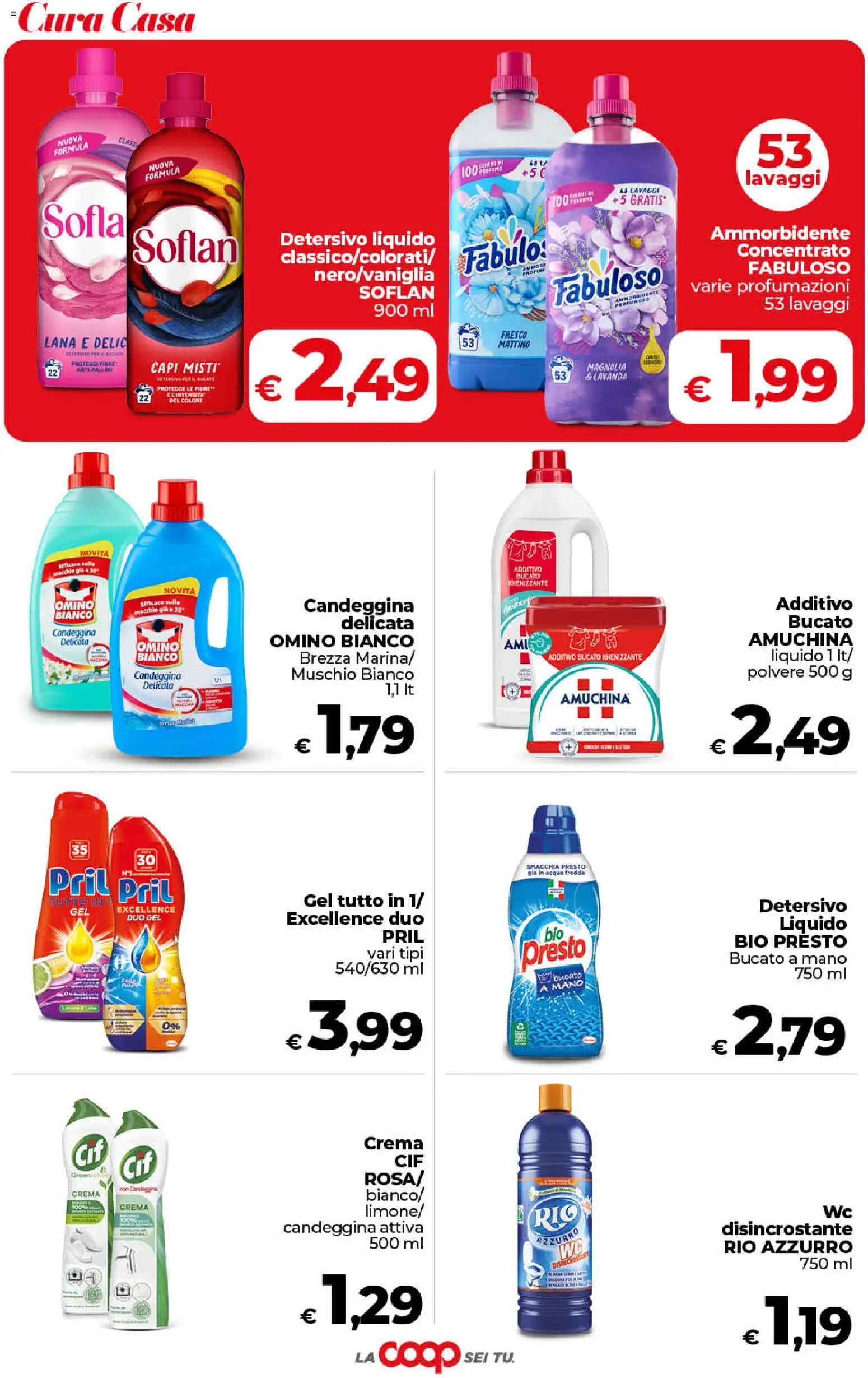 Volantino COOP del 31/07/2026 | Pagina: 42 | Prodotti: Crema, Ammorbidente, Candeggina, Acqua