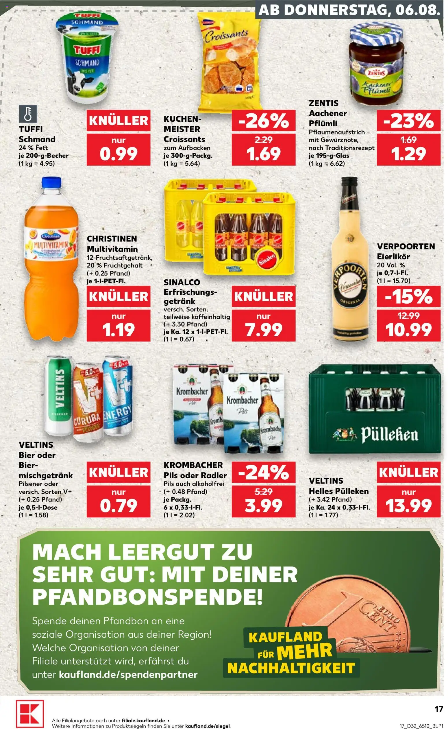 Kaufland Prospekt Köln – gültig ab 06.08.2026 | Seite: 17 | Produkte: Helles pulleken, Bier, Pils, Kuchen