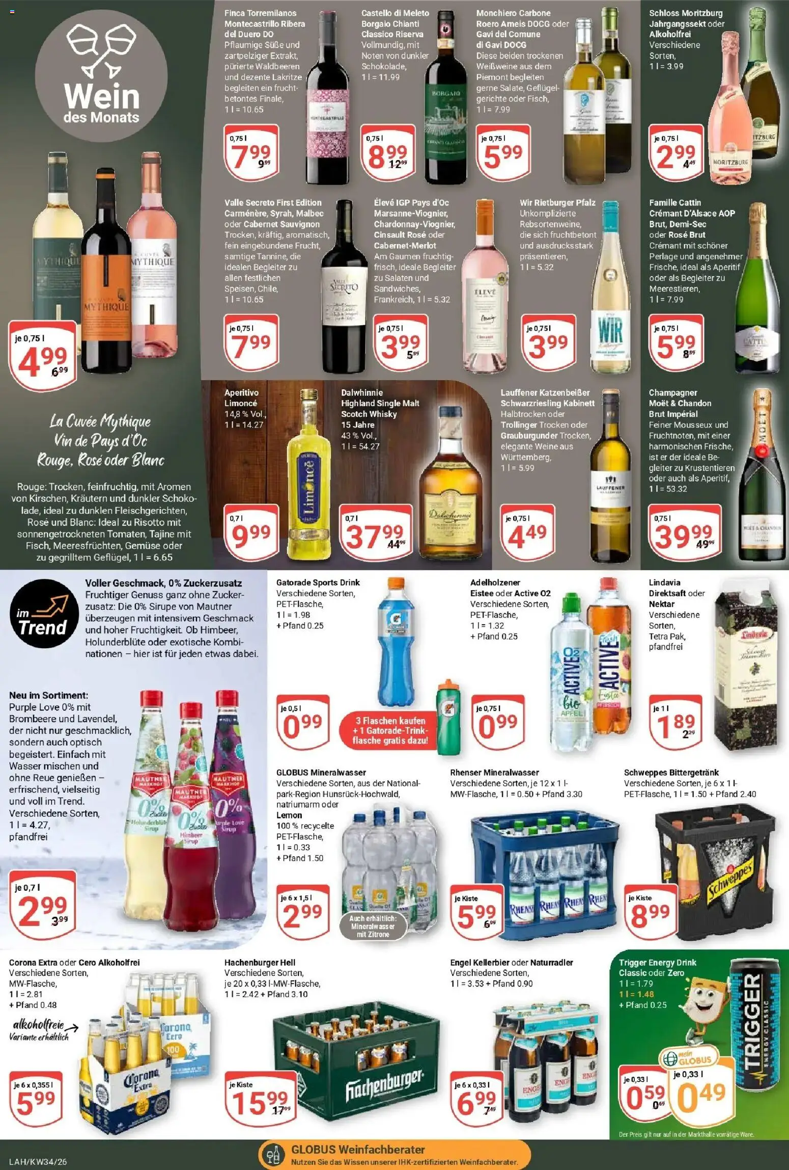 Globus Prospekt Lahnstein (ab 17.08.2026) » Angebote online | Seite: 18 | Produkte: Whisky, Sirup, Wasser, Wein