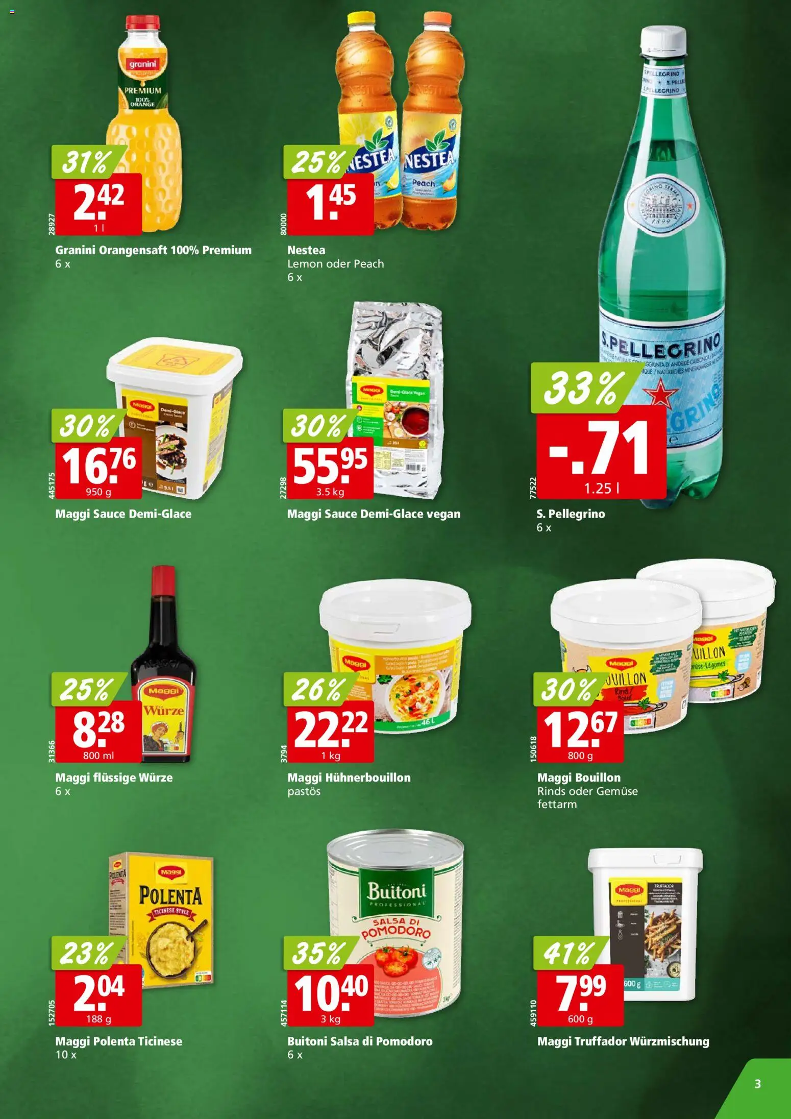 Aligro aktionen Nestlé Chavannes, Matran, Genf, Sitten – gültig ab 19.10.2026 | Seite: 3 | Produkte: Orangensaft, Gemüse