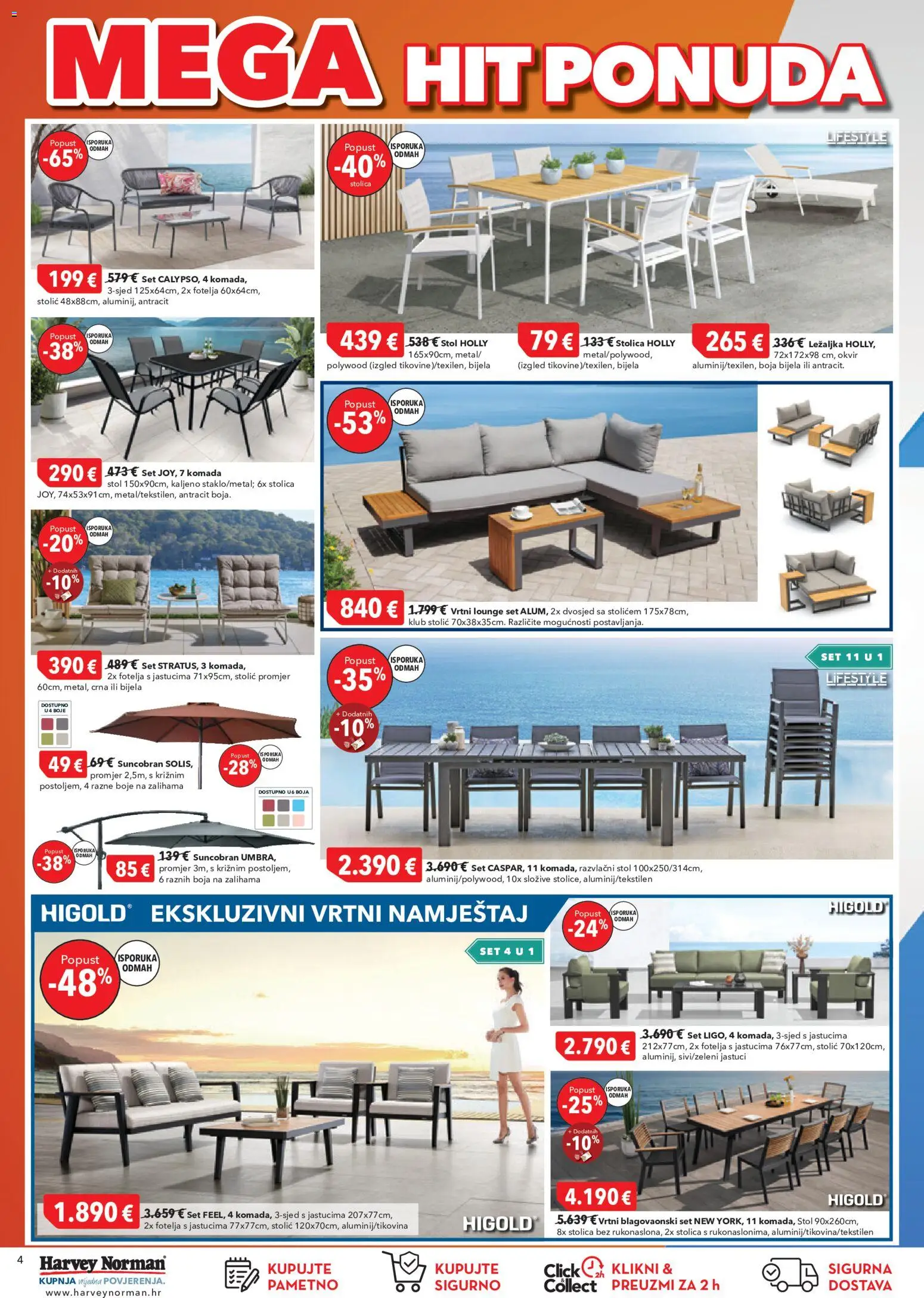 Harvey Norman katalog | vrijedi od 21.05.2026 | Stranica: 4 | Proizvodi: Fotelja, Ležaljka, Stolić, Suncobran