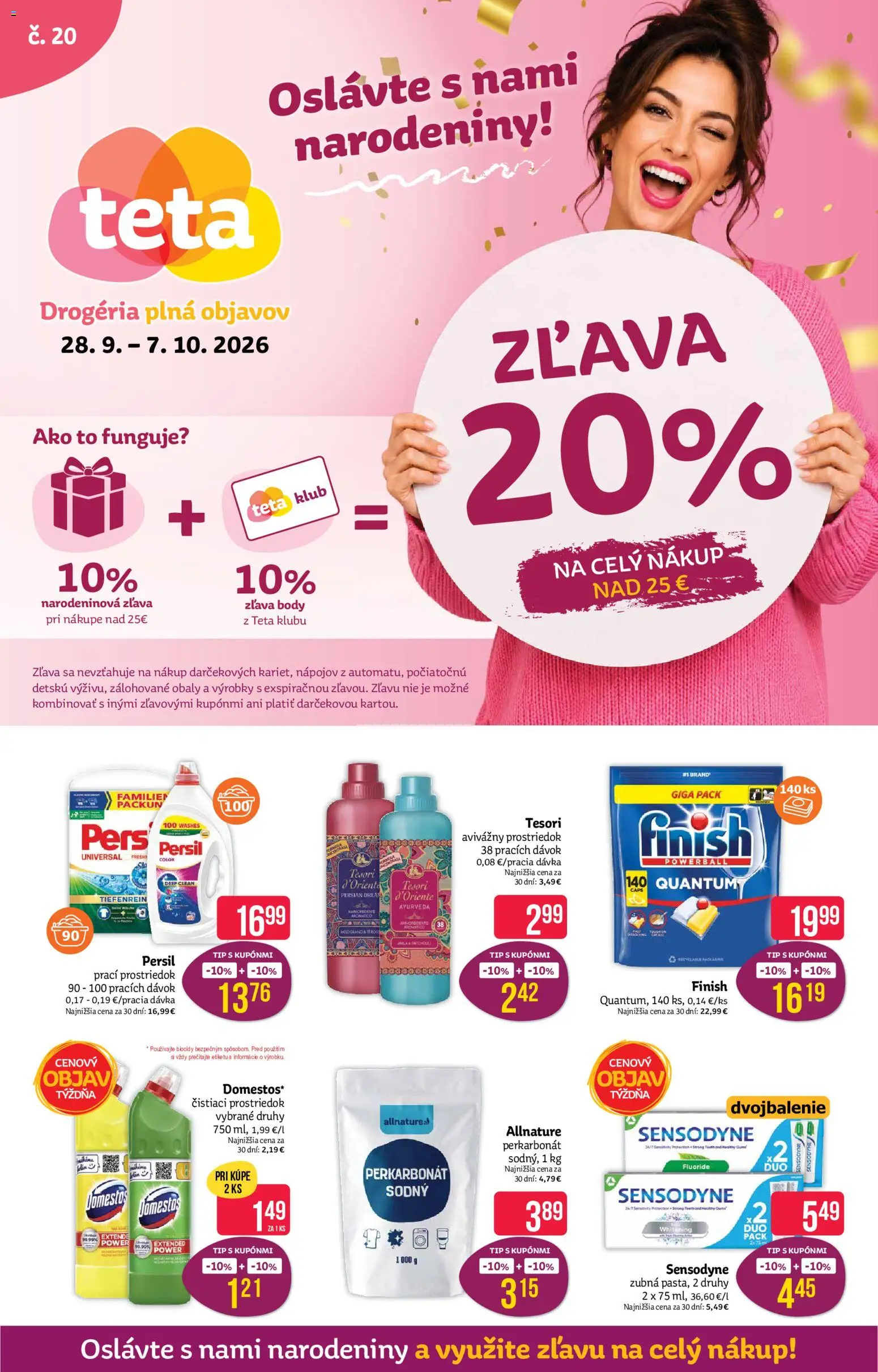 Nové Teta drogerie akcie – leták je platný od 28.09.2026 | Strana: 1 | Produkty: Persil, Čistiaci prostriedok