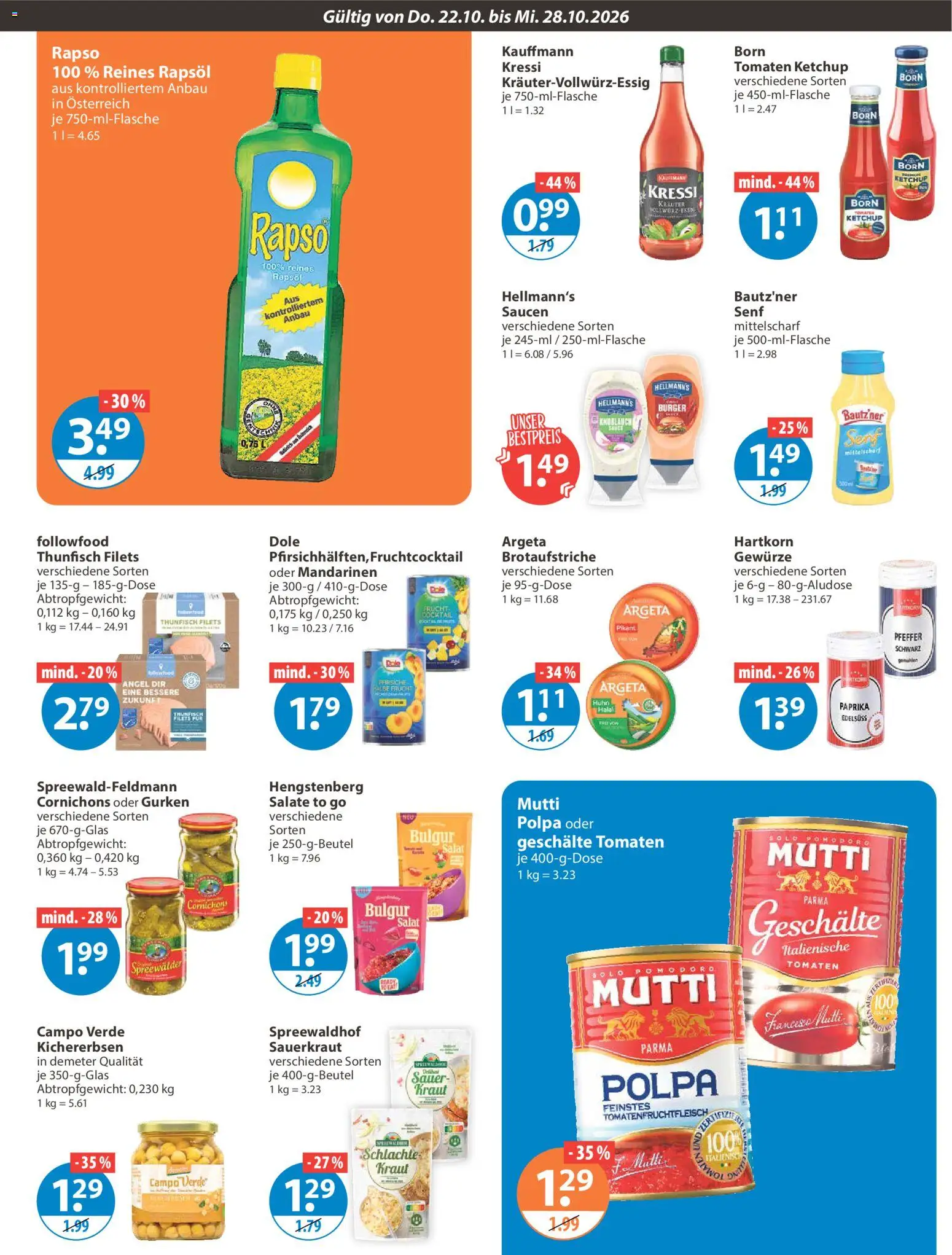 V-Markt Angebote – gültig ab 22.10.2026 | Seite: 7 | Produkte: Mandarinen, Paprika, Pfeffer, Ketchup