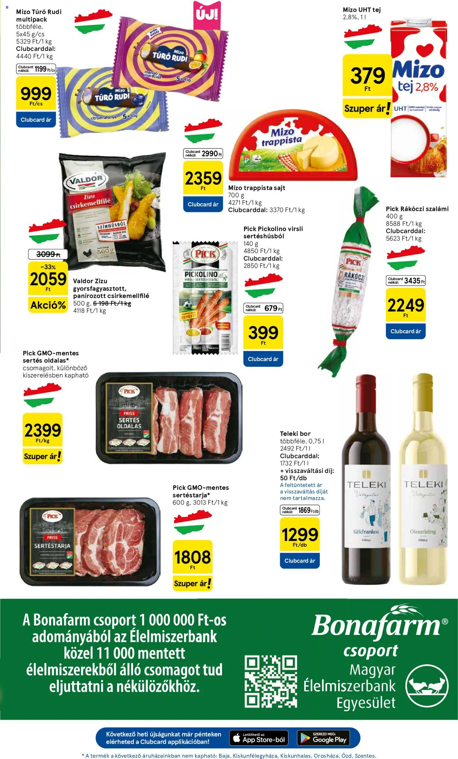 Tesco akciós ujság - amely érvényes a következő dátumtól: 11.06.2026 | Oldal: 19 | Termékek: Sertéstarja, Tej, Szalámi, Bor