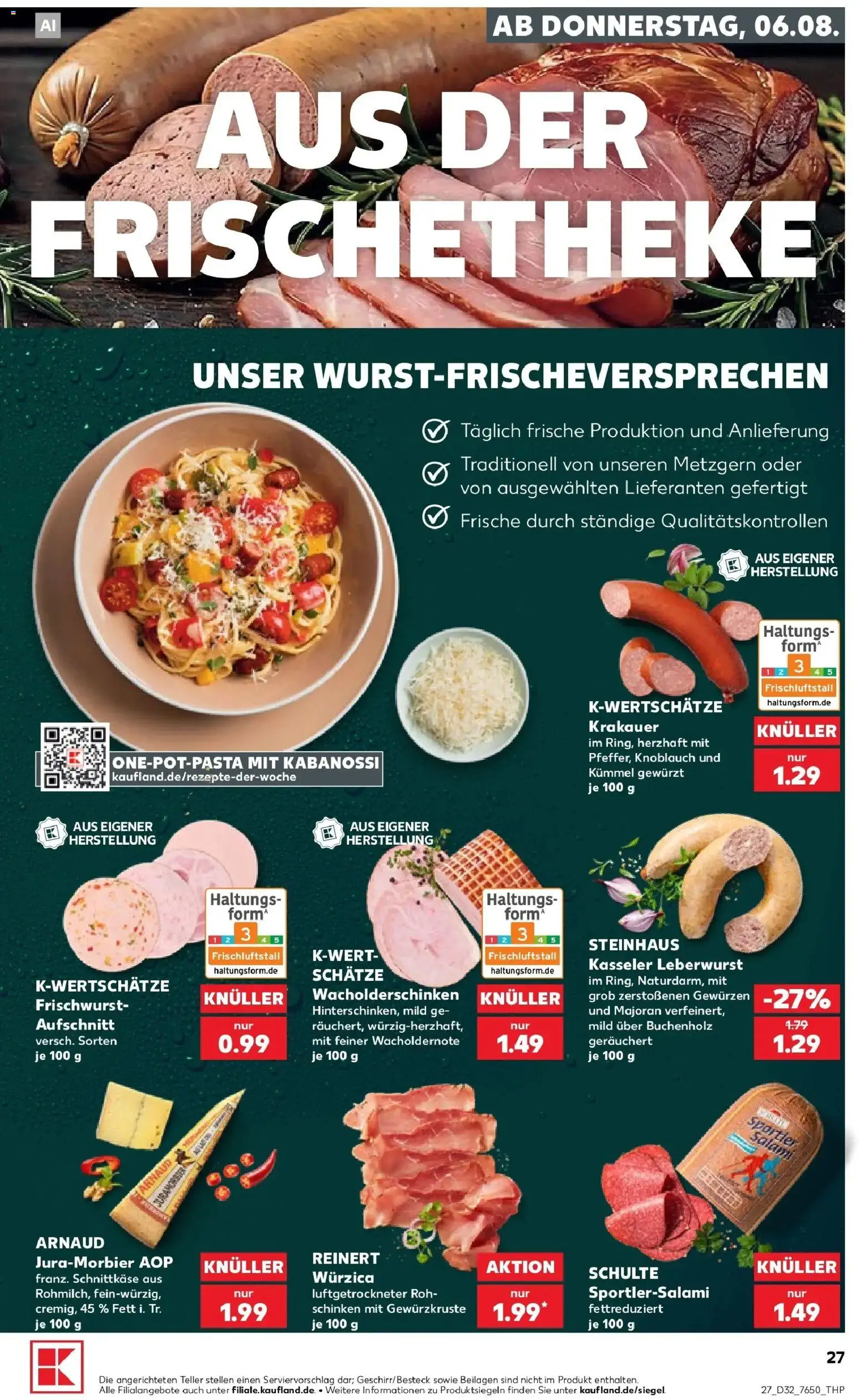 Prospekt Kaufland ab 06.08.2026 » Angebote Online zum Blättern | Seite: 27 | Produkte: Beilagen, Knoblauch, Salami, Schinken