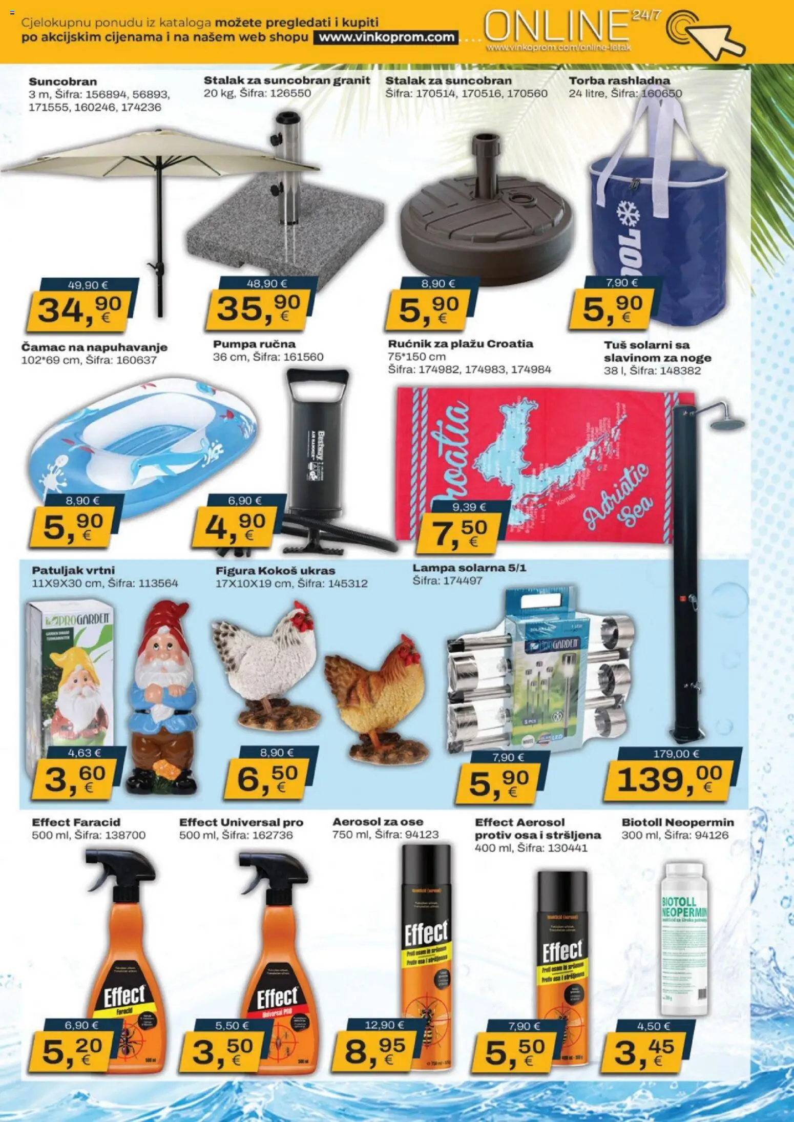 Vinkoprom katalog | vrijedi od 06.07.2026 | Stranica: 7 | Proizvodi: Tuš, Ručnik, Suncobran, Torba