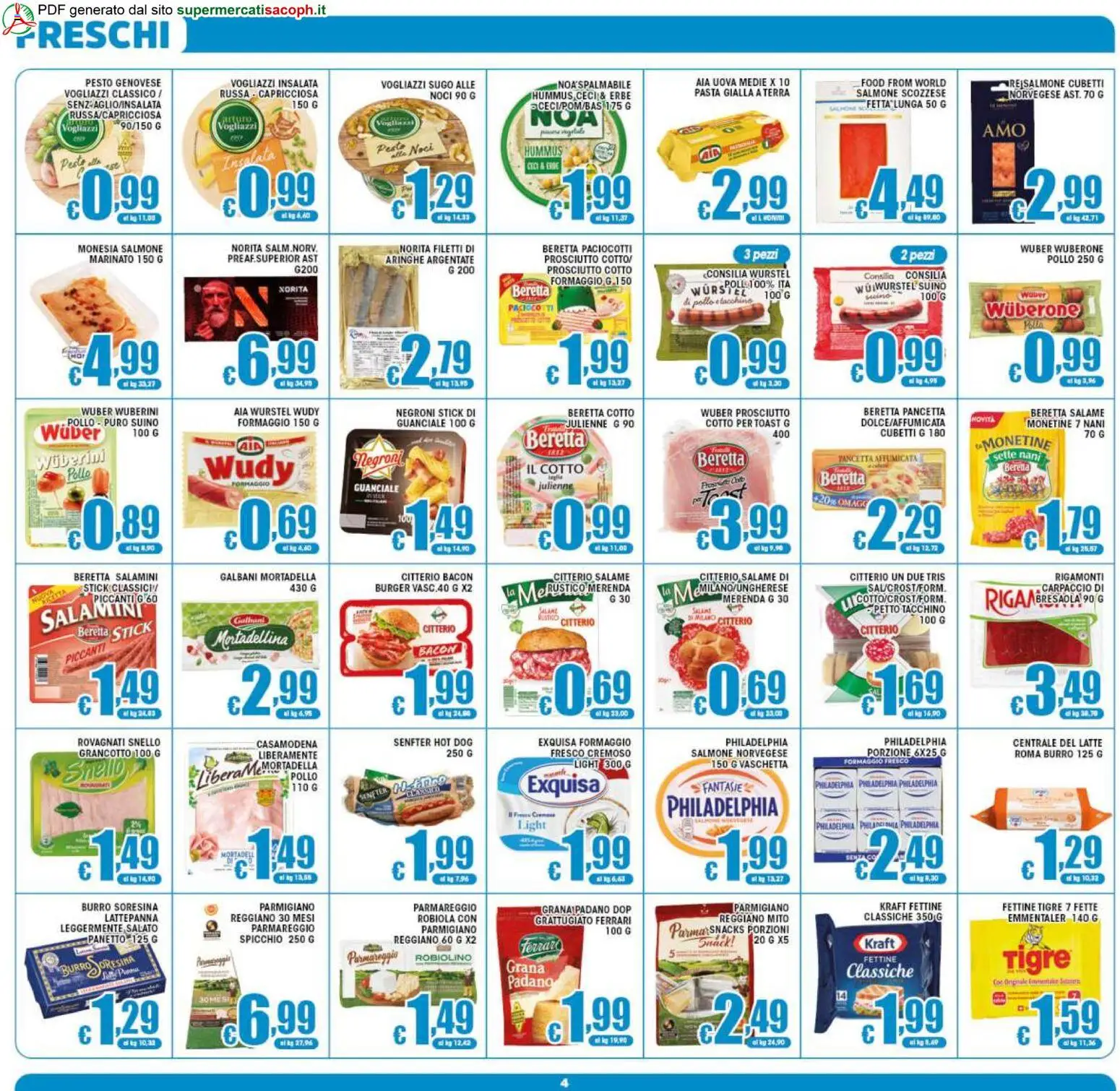 Volantino Sacoph del 31/07/2026 | Pagina: 4 | Prodotti: Prosciutto Cotto, Insalata, Noci, Mortadella