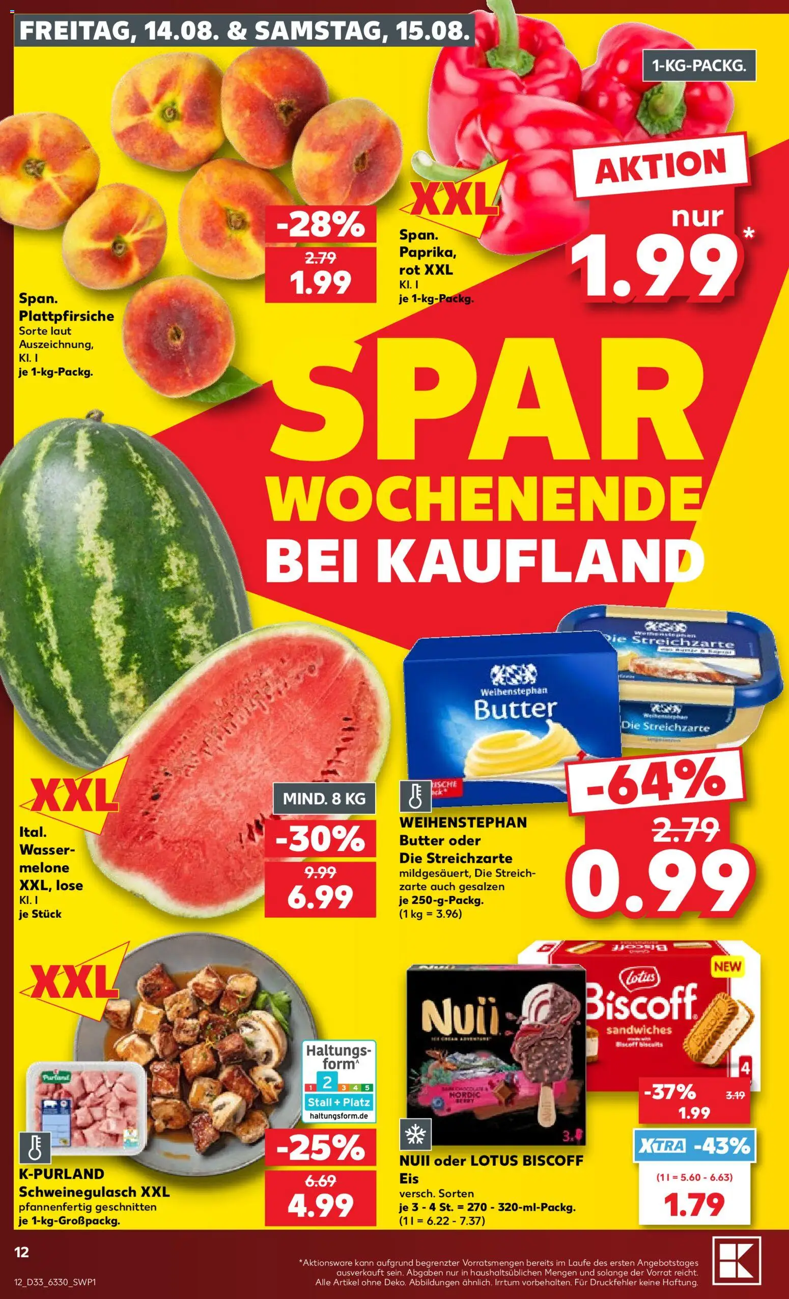 Prospekt Kaufland ab 13.08.2026 » Angebote Online zum Blättern | Seite: 12 | Produkte: Butter, Weihenstephan butter, Wasser, Melone