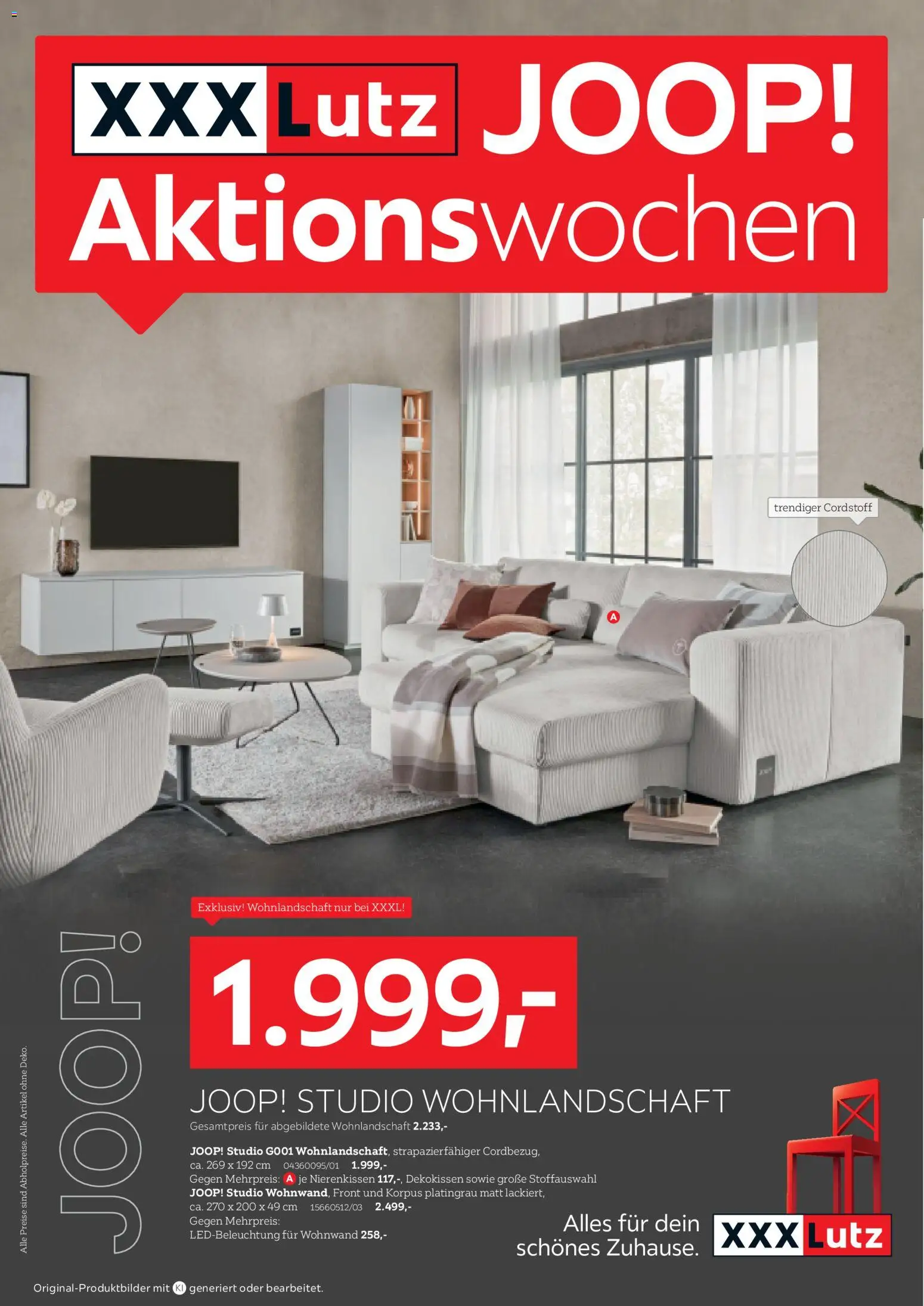 XXXLutz JOOP! Aktionswochen – gültig ab 17.10.2026 | Seite: 1 | Produkte: Wohnlandschaft, Liege