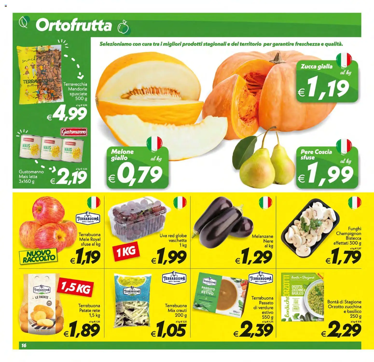 Volantino SuperConveniente del 01/09/2026 | Pagina: 16 | Prodotti: Verdure, Melone, Mais, Bistecca