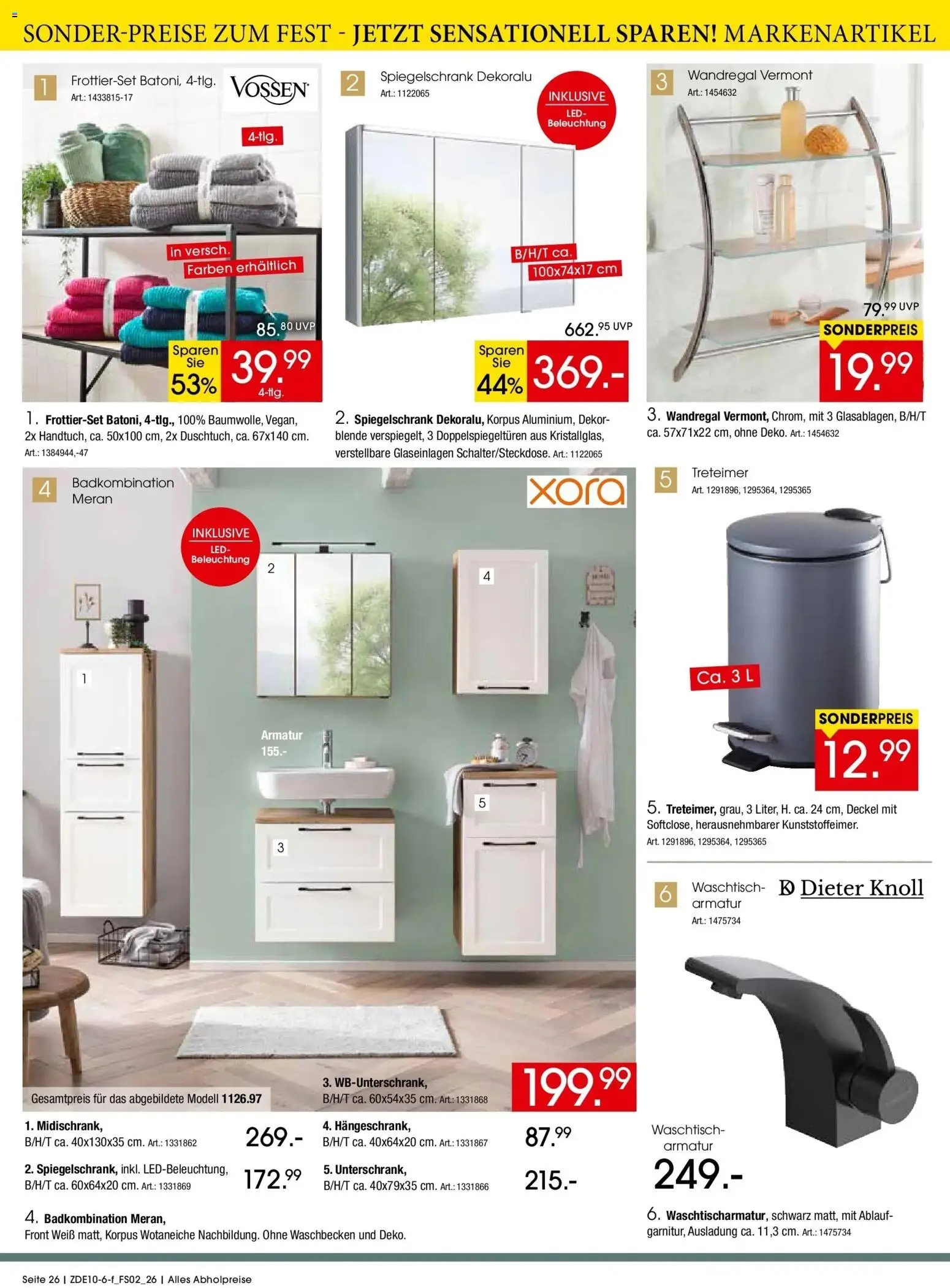 Zurbrüggen Sonder-Preise zum Fest – gültig ab 10.10.2026 | Seite: 26 | Produkte: Wandregal, Waschbecken, Armatur, Waschtisch