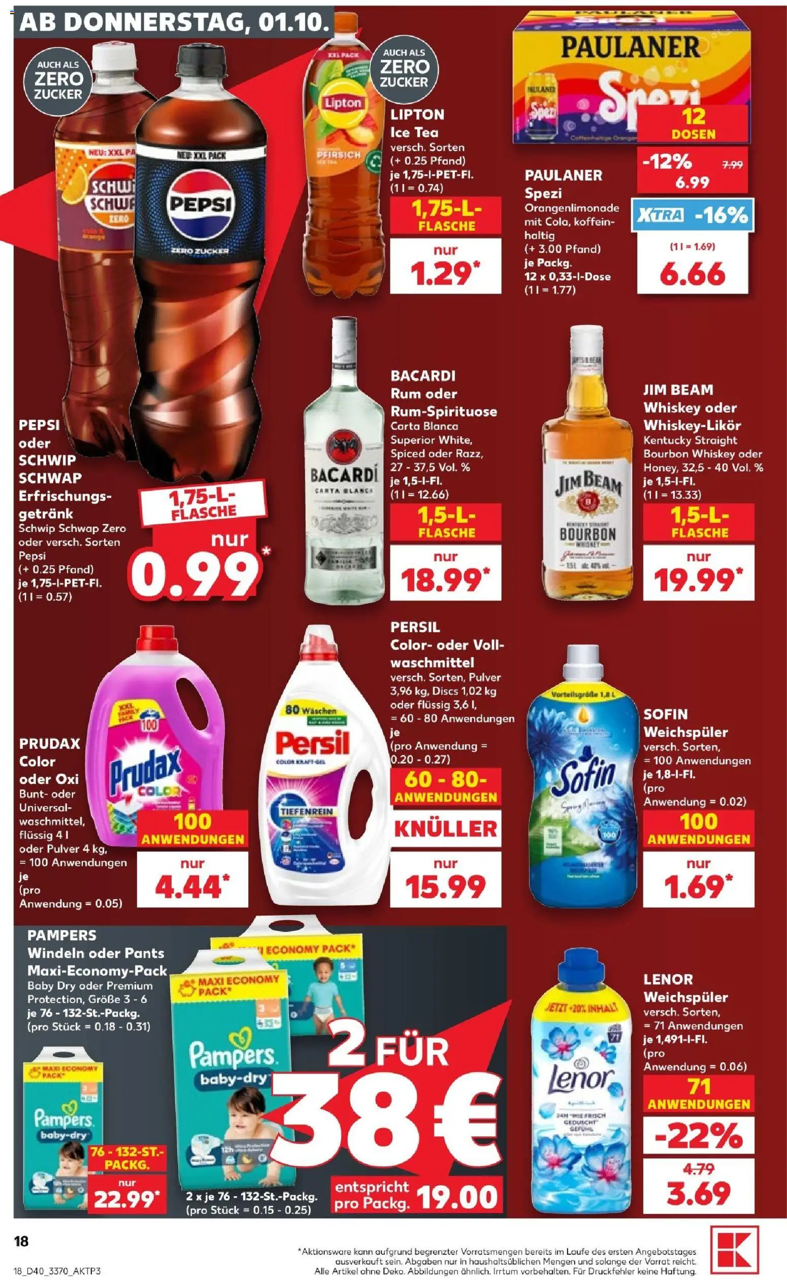 Kaufland Prospekt Potsdam – gültig ab 01.10.2026 | Seite: 22 | Produkte: Bacardi, Waschmittel, Whiskey, Paulaner