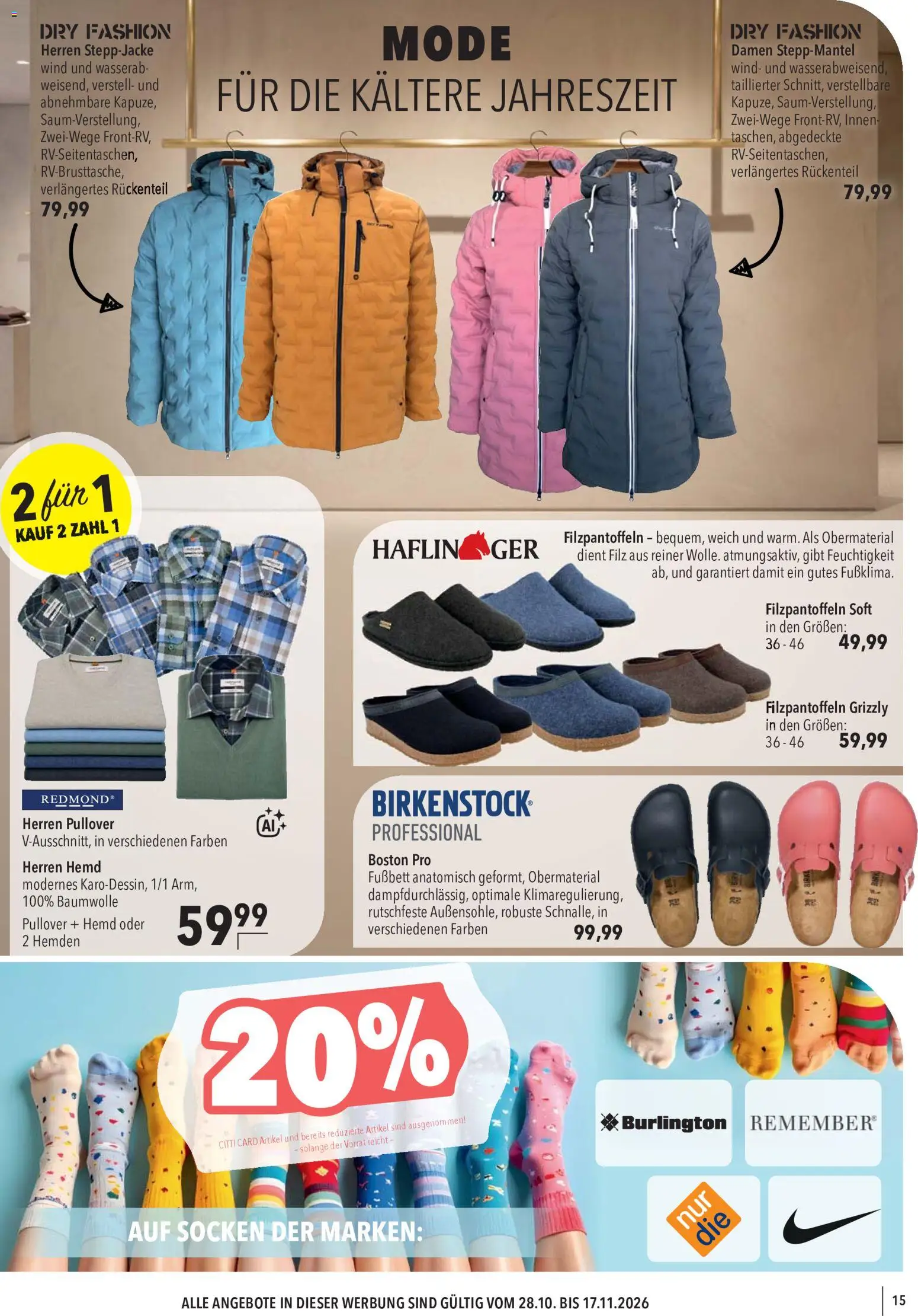 CITTI Markt Marken Welten – gültig ab 28.10.2026 | Seite: 15 | Produkte: Steppmantel, Steppjacke, Hemd, Pullover